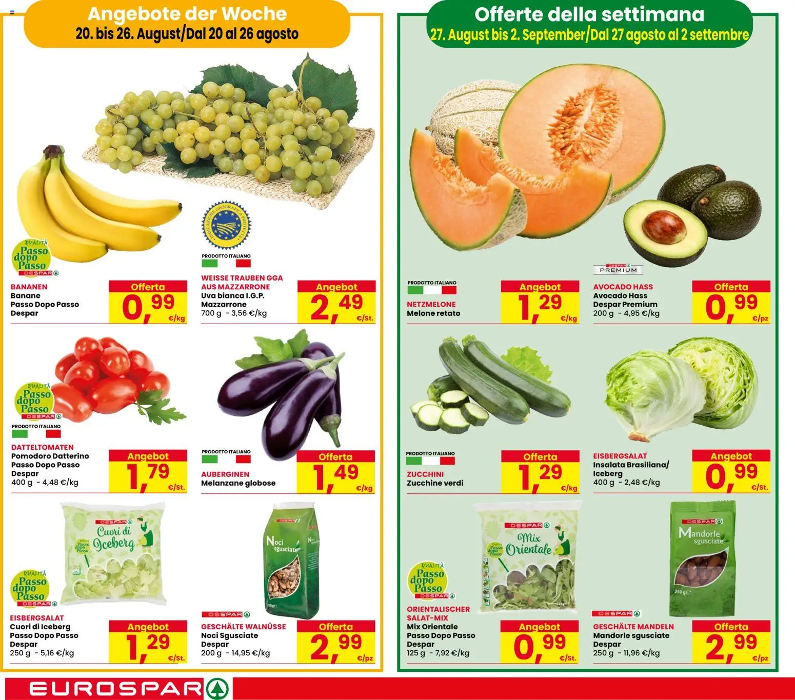 Volantino Eurospar del 20/08/2026 | Pagina: 12 | Prodotti: Avocado, Noci, Uva, Melanzane