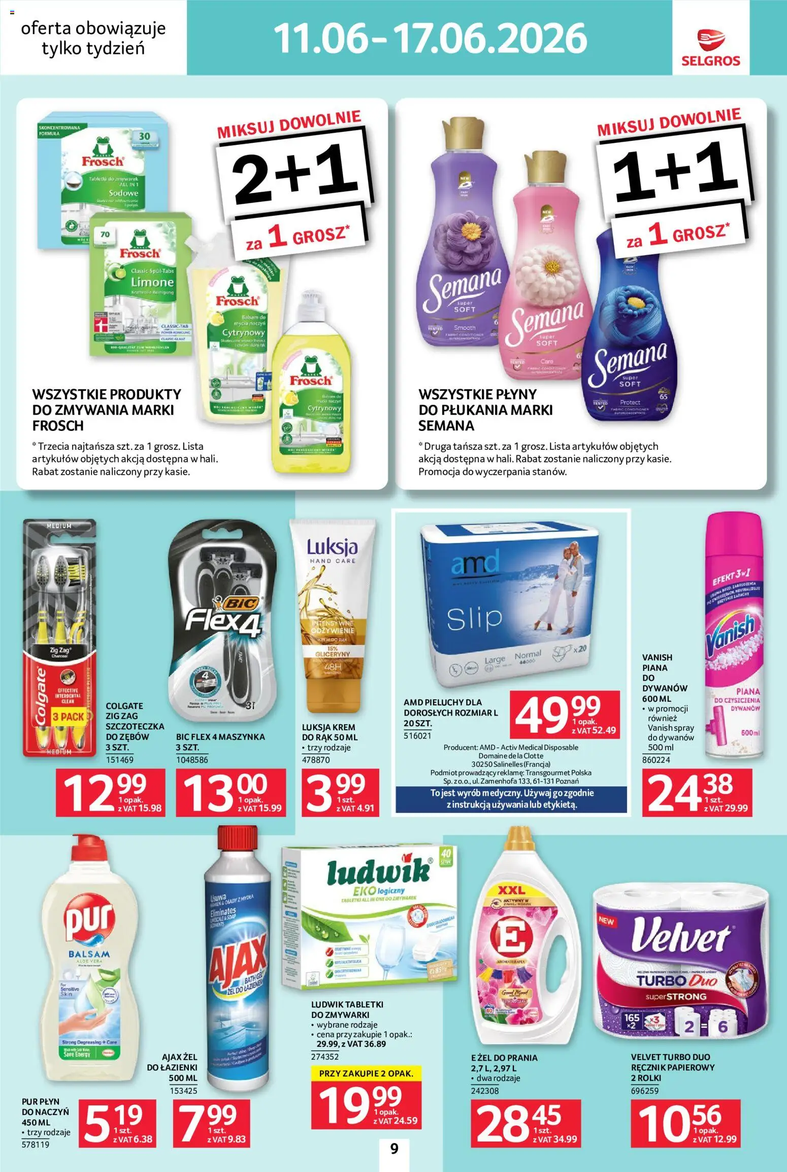 Selgros cash&carry gazetka - Jeszcze więcej super promocji od 11.06.2026 | Strona: 9 | Produkty: Vanish, Rolki, Krem, Ręcznik papierowy