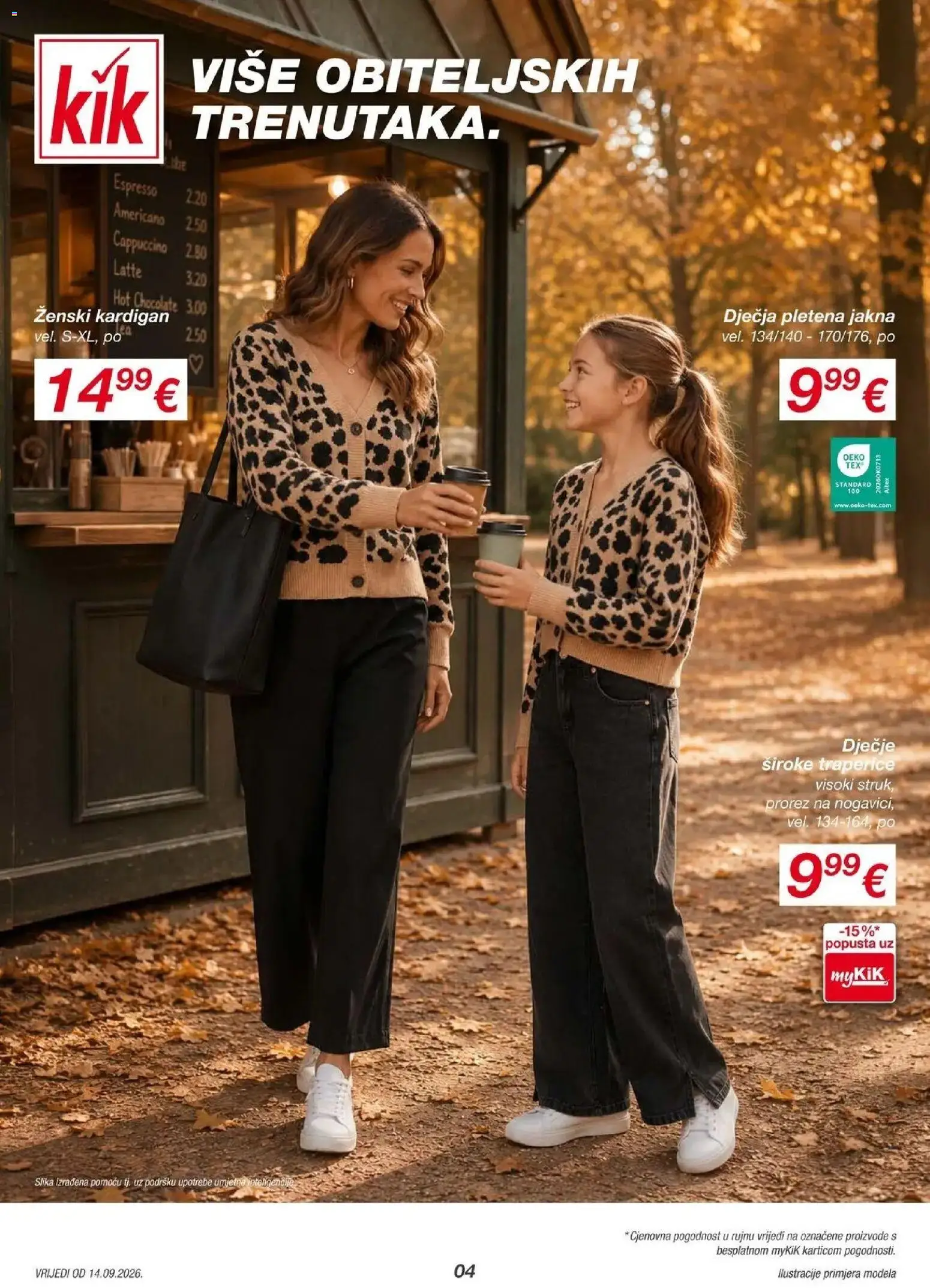 Kik Katalog novi od 11.09.2026 na listanje > letak digitalni | Stranica: 4 | Proizvodi: Espresso, Jakna, Kardigan, Traperice