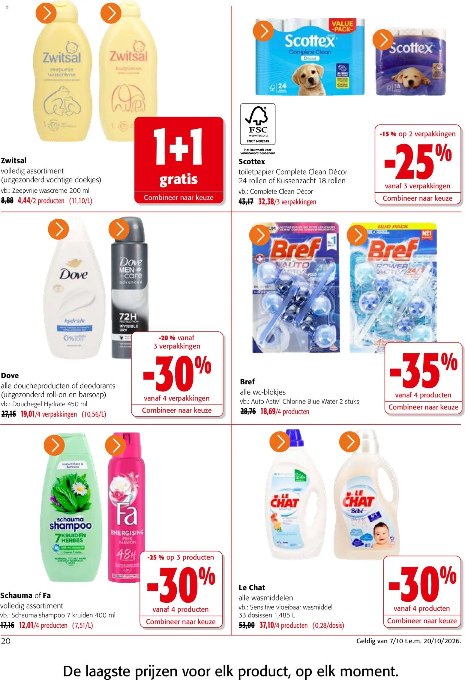 {H1} | Pagina: 20 | Producten: Bodylotion, Vochtige doekjes, Water, Wasmiddel