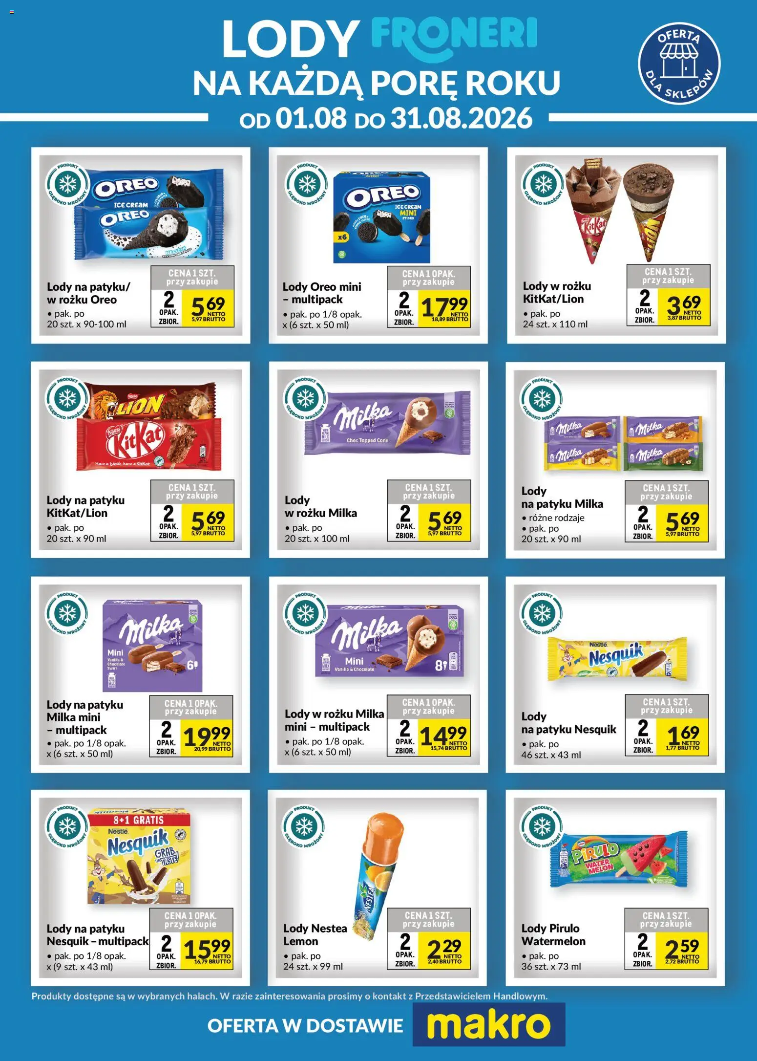 Makro gazetka - Lody Froneri od 01.08.2026 | Strona: 2 | Produkty: Milka, Lody na patyku, Lody Oreo, Lody