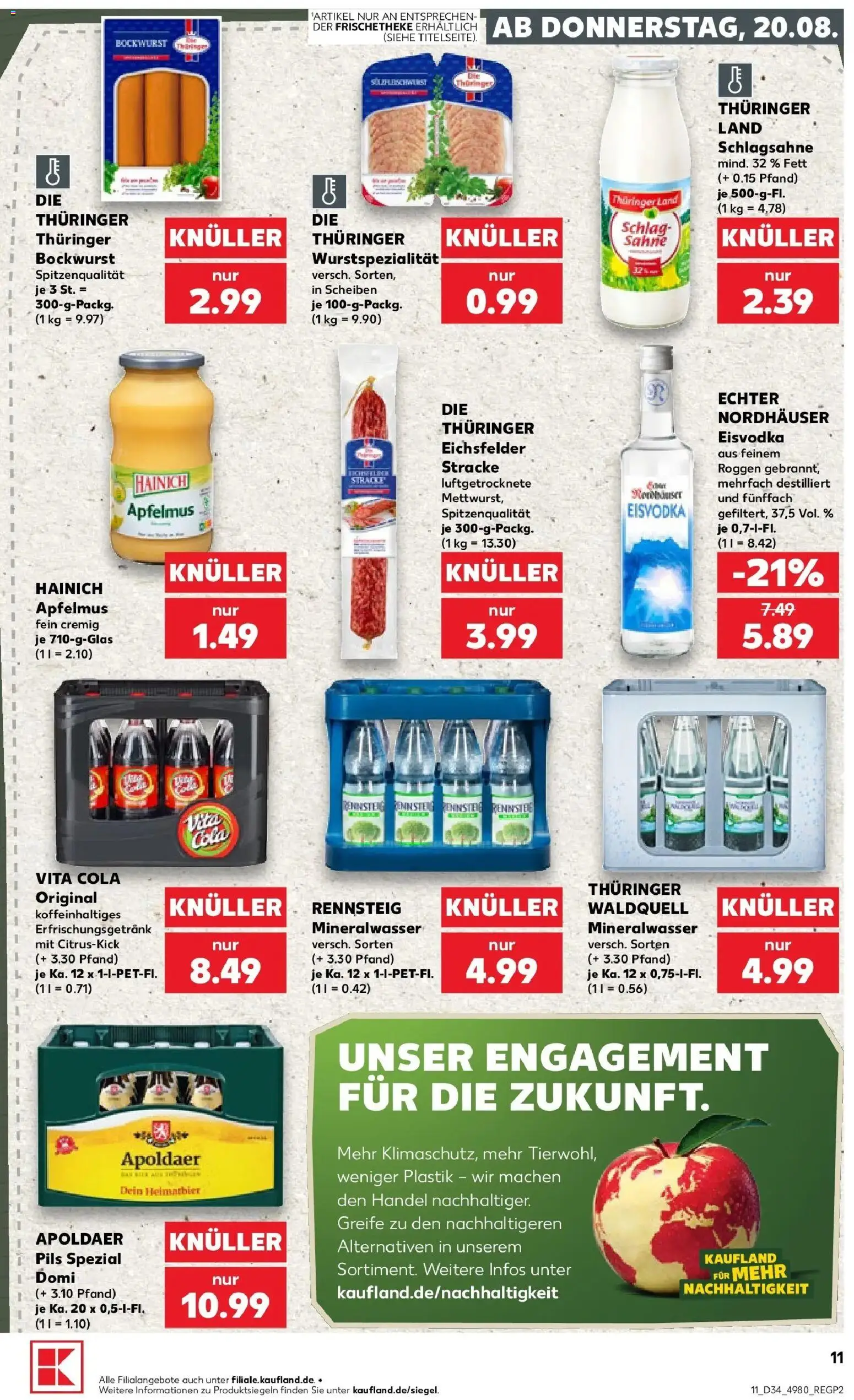 Prospekt Kaufland ab 20.08.2026 » Angebote Online zum Blättern | Seite: 11 | Produkte: Cola, Pils, Mineralwasser, Apfelmus