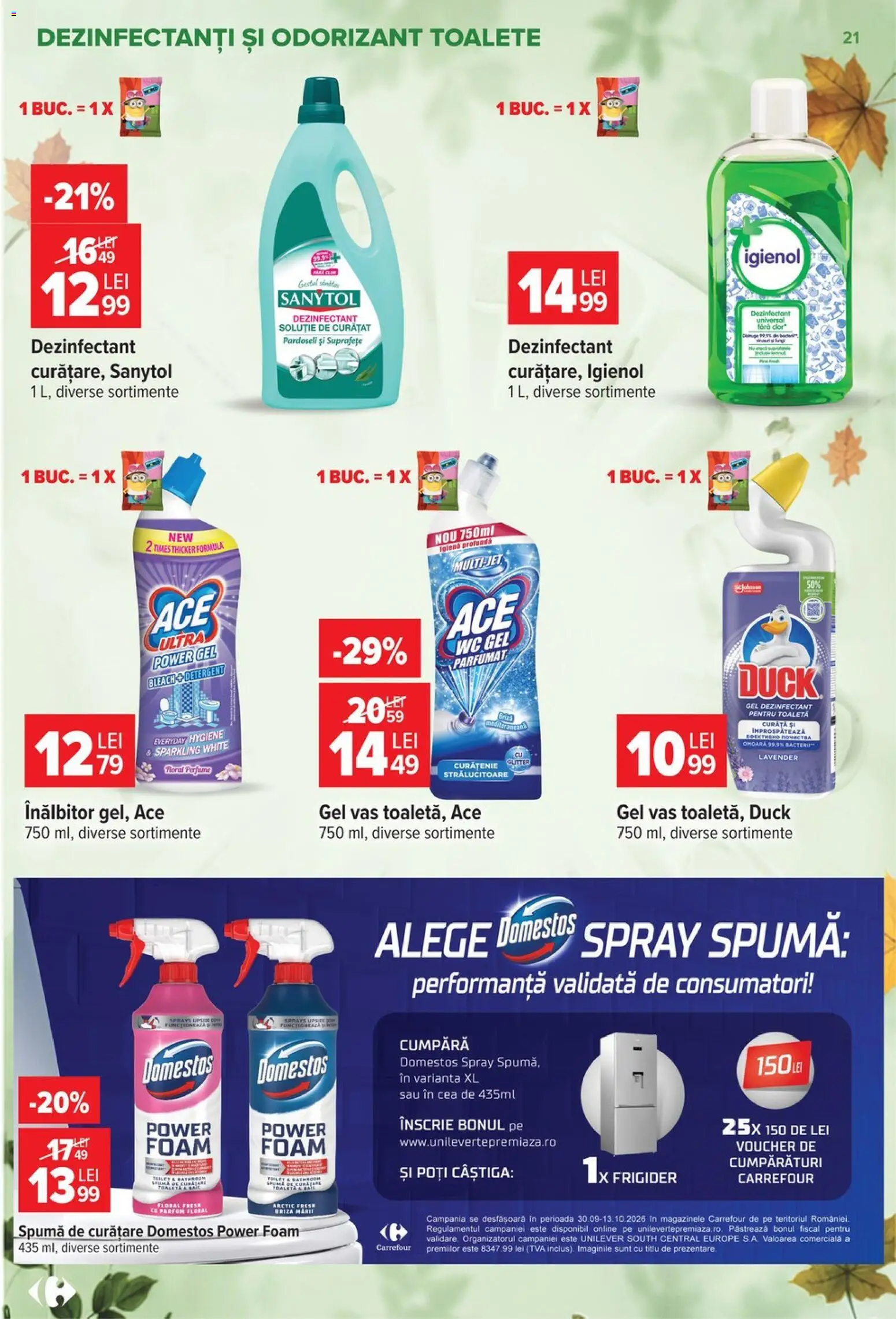 Noul catalog Carrefour – valabil de la 30.09.2026 | Pagină: 21 | Produse: Detergent, Hygiene, Gel dezinfectant, Power