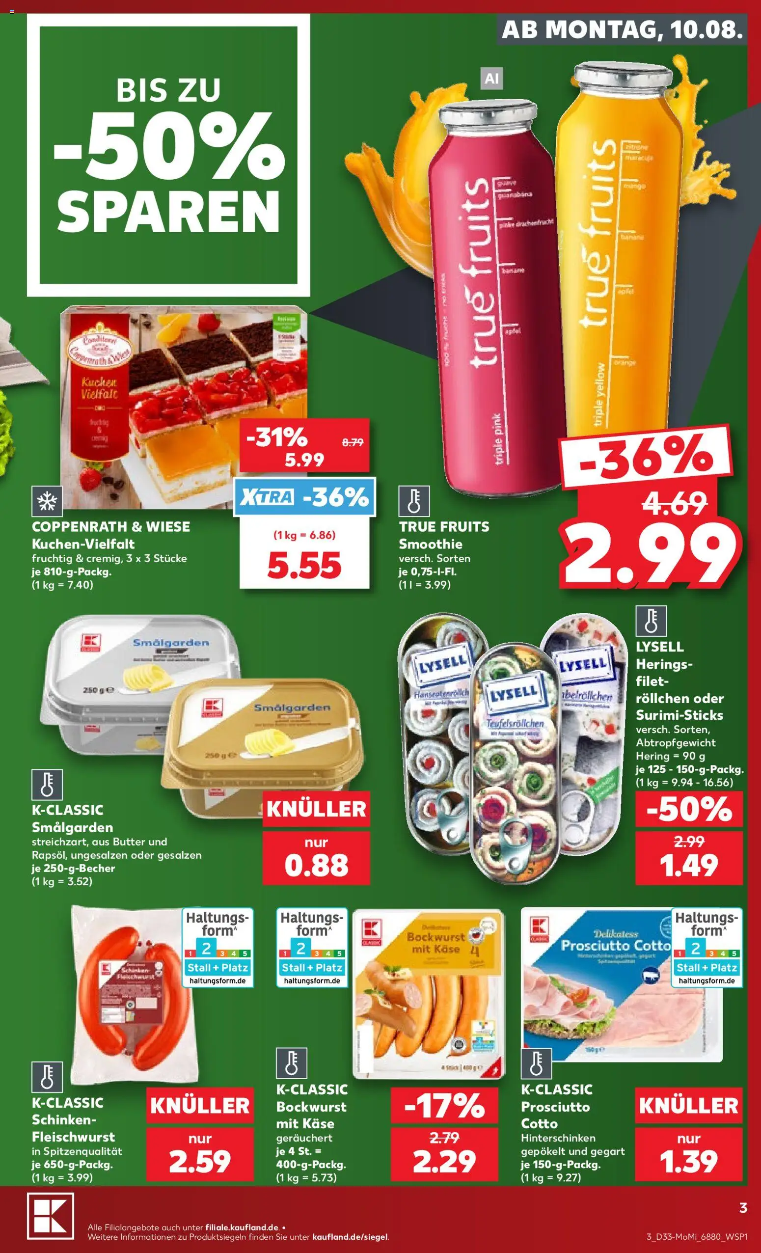 Kaufland Německo leták - Völklingen od 10.08.2026 | Strana: 3 | Produkty: Smoothie, Filet, Kaše, Cotto