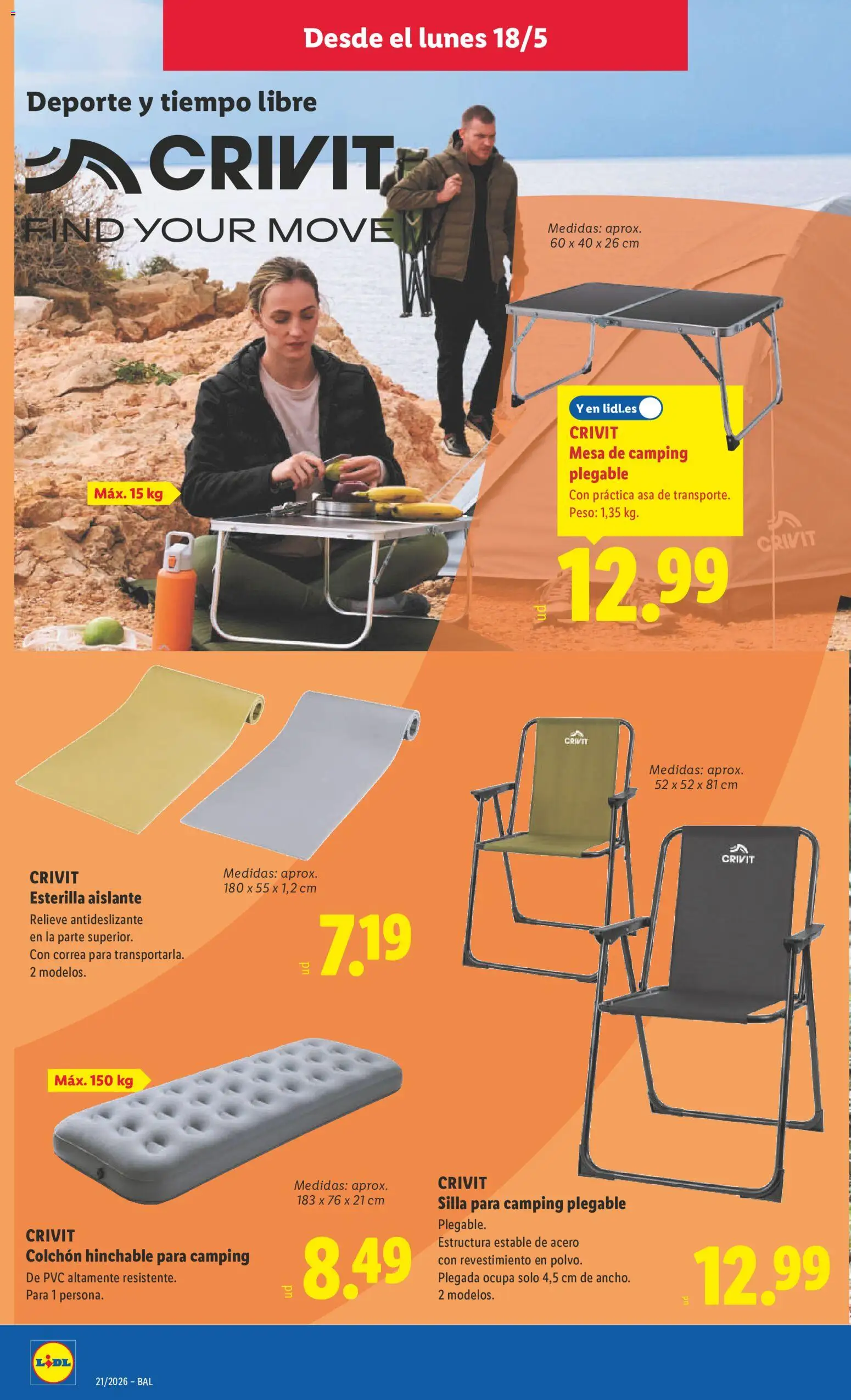 Lidl folleto de bazar │ válido desde el 18.05.2026 | Página: 8 | Productos: Colchon, Peso, Mesa, Silla