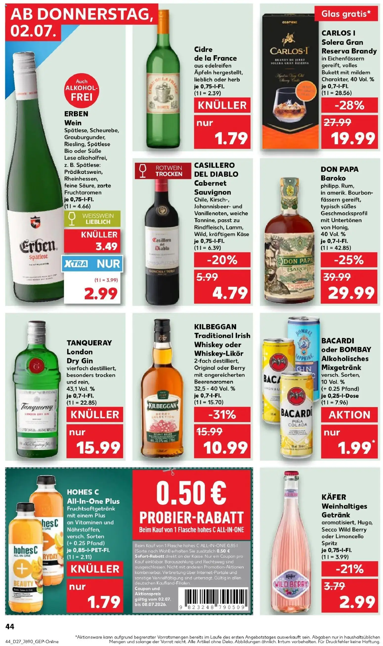 Kaufland Prospekt Öhringen – gültig ab 29.06.2026 | Seite: 55 | Produkte: Bacardi, Käse, Weißwein, Rotwein