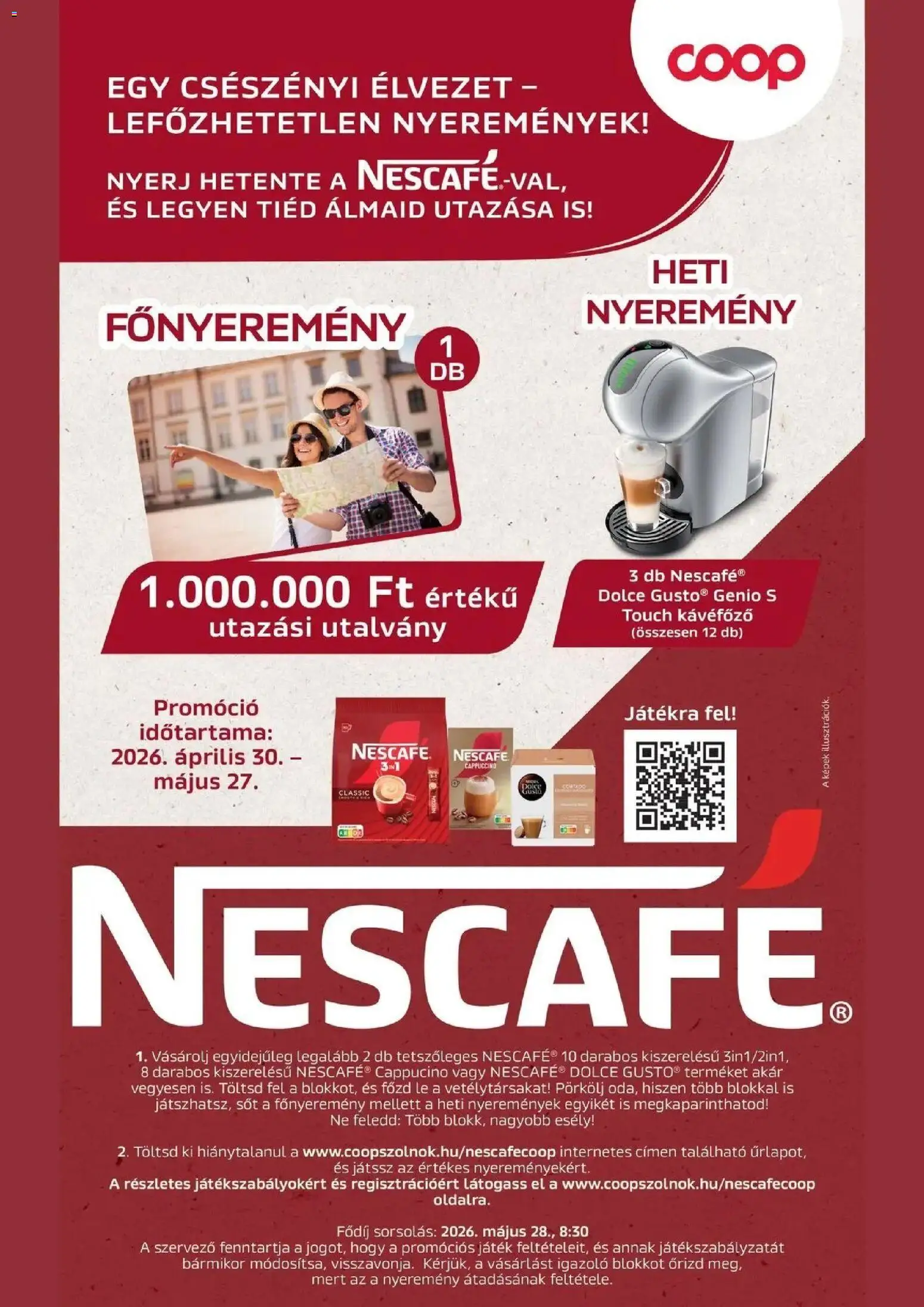 COOP Szolnok akciós ujság - amely érvényes a következő dátumtól: 07.05.2026 | Oldal: 3 | Termékek: Nescafé, Cappuccino, Játék, Kávéfőző