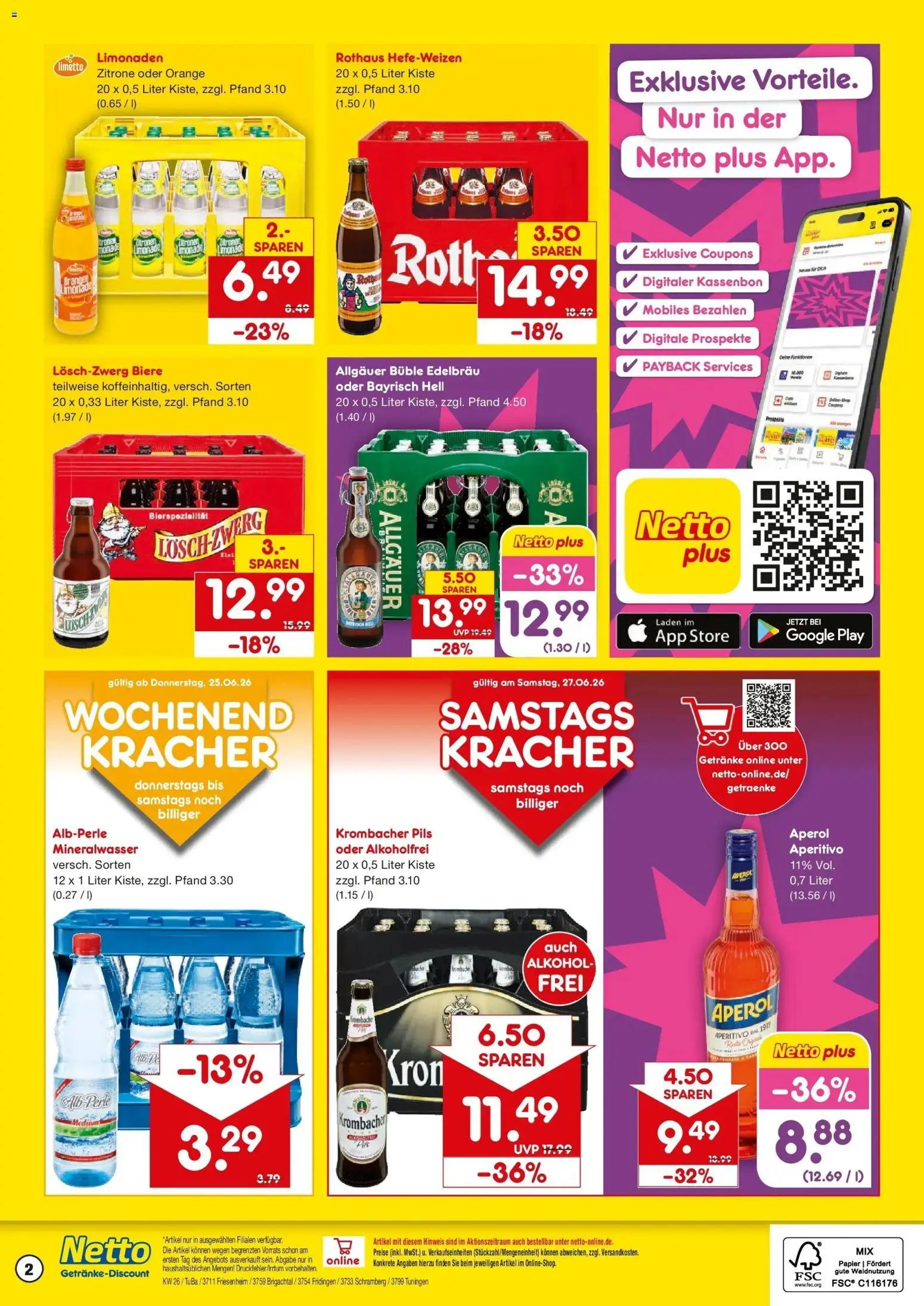 Netto Marken-Discount Prospekt Friesenheim – gültig ab 22.06.2026 | Seite: 2 | Produkte: Pils, Limonade, Aperol, Zitronen
