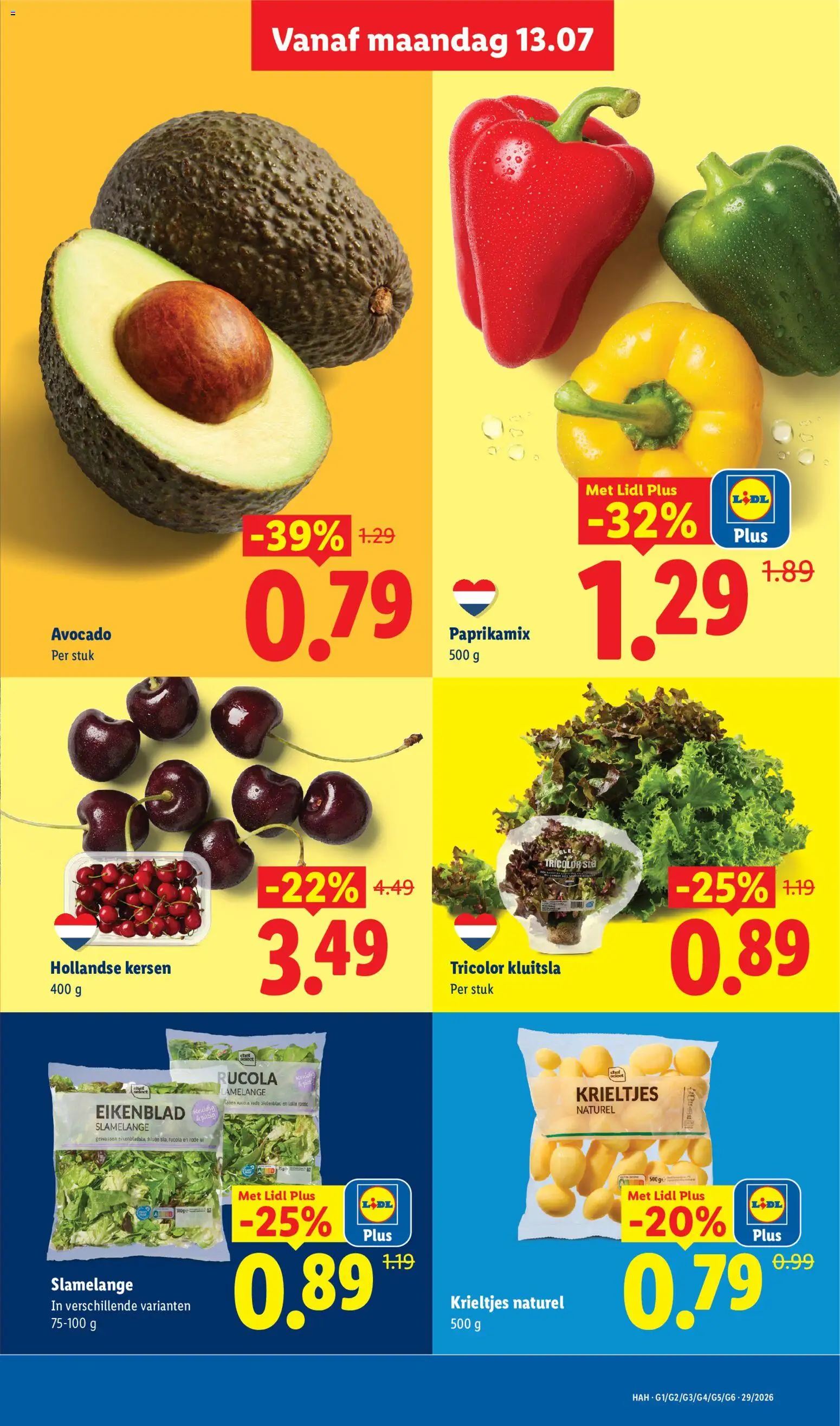 {H1} | Pagina: 5 | Producten: Sla, Rucola, Krieltjes, Rode ui