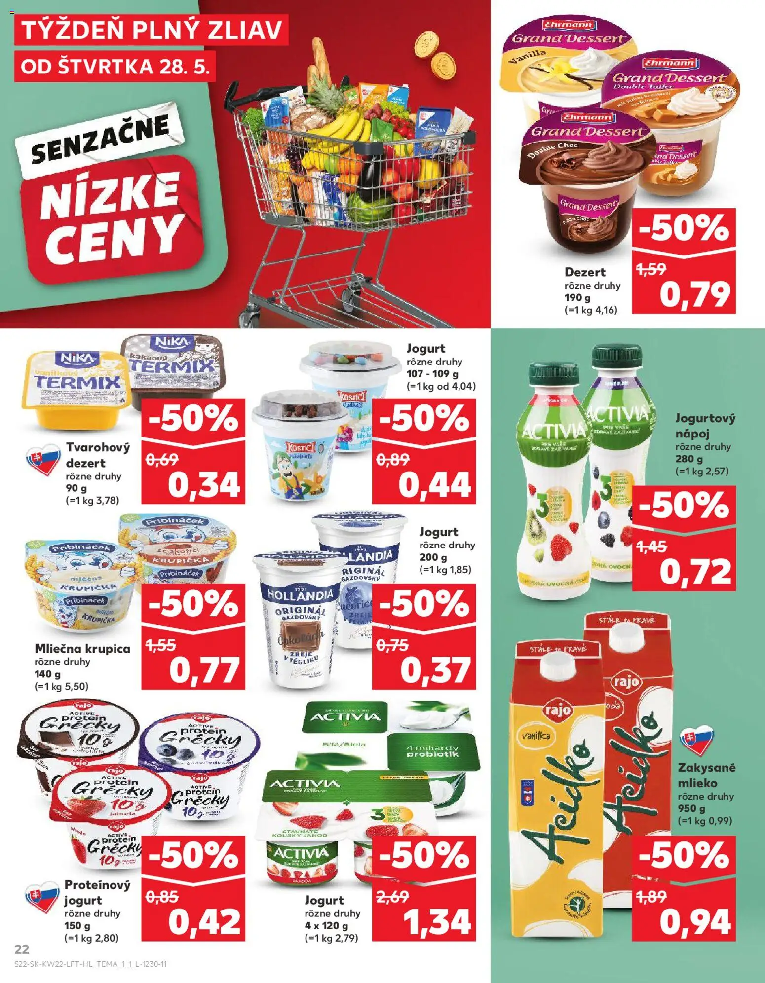 Nové Kaufland akcie – leták je platný od 28.05.2026 | Strana: 22 | Produkty: Mlieko, Jogurt, Protein, Acidko