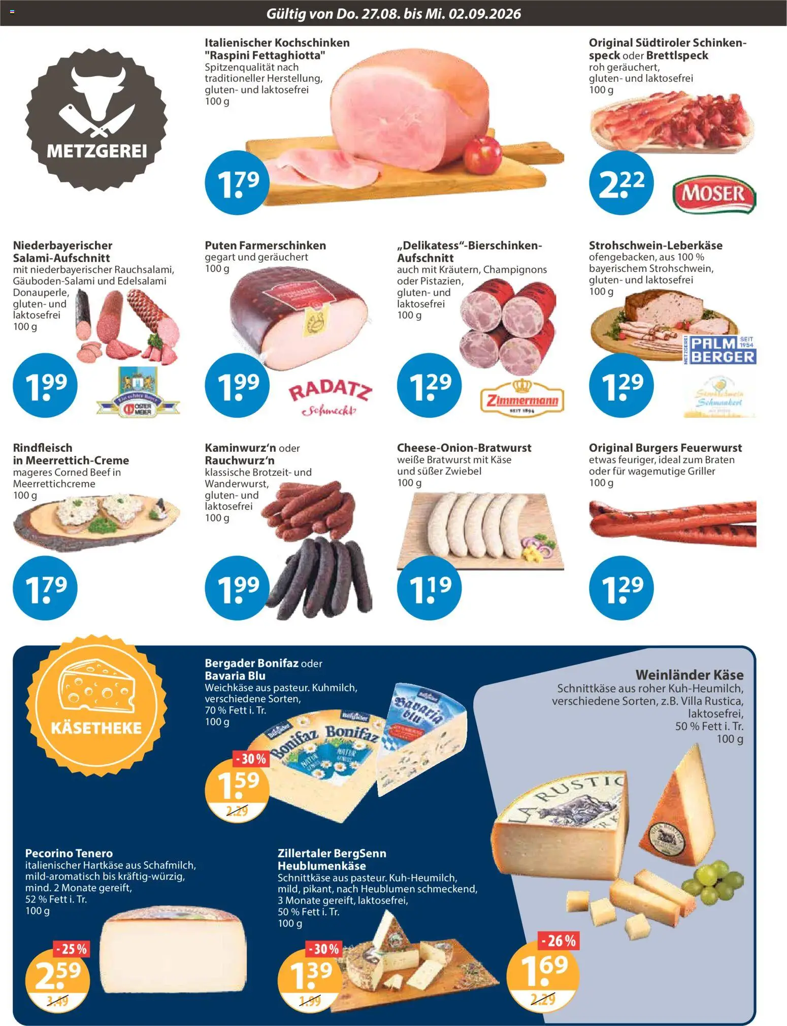 V-Markt Angebote – gültig ab 27.08.2026 | Seite: 2 | Produkte: Käse, Bratwurst, Champignons, Griller