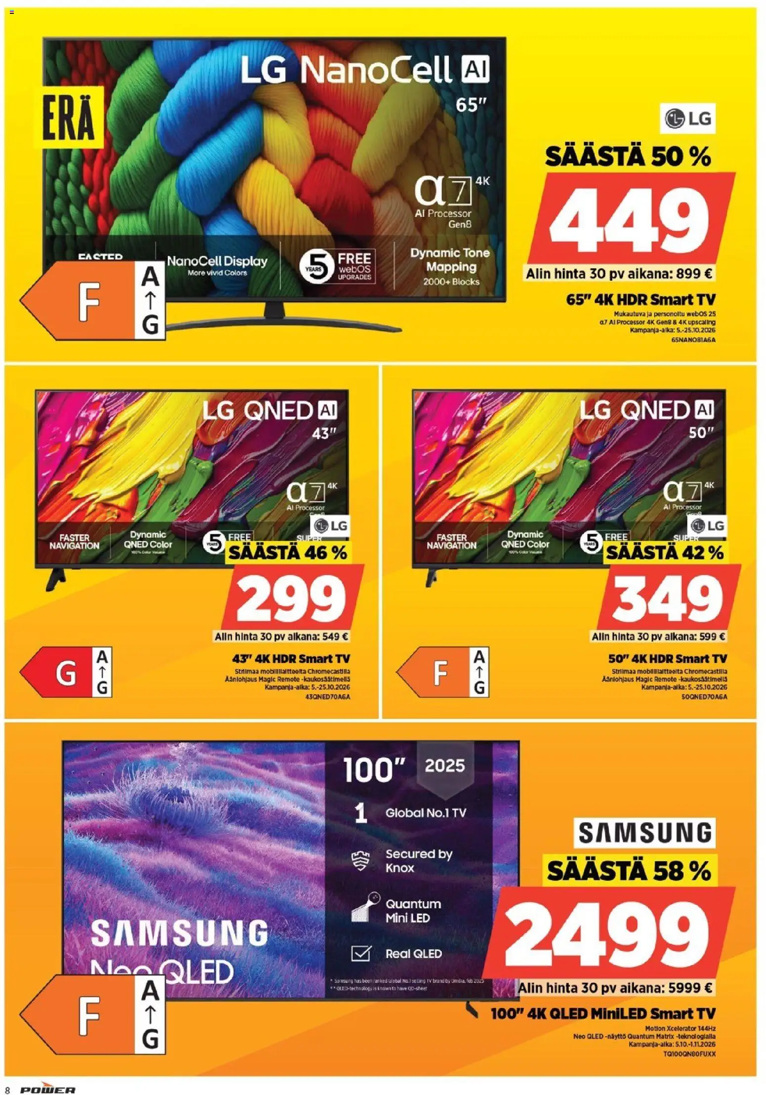 Power tarjoukset – voimassa 19/10/2026 alkaen | Sivu: 8 | Tuotteet: Näyttö, TV