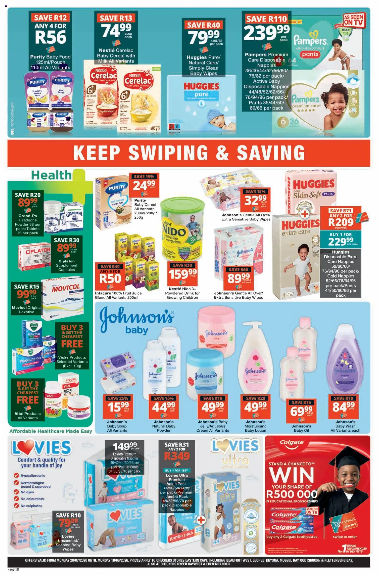 New Checkers catalogue – valid from 20/07/2026 | Page: 10 | Products: TV, Oil, Cream, Nappies