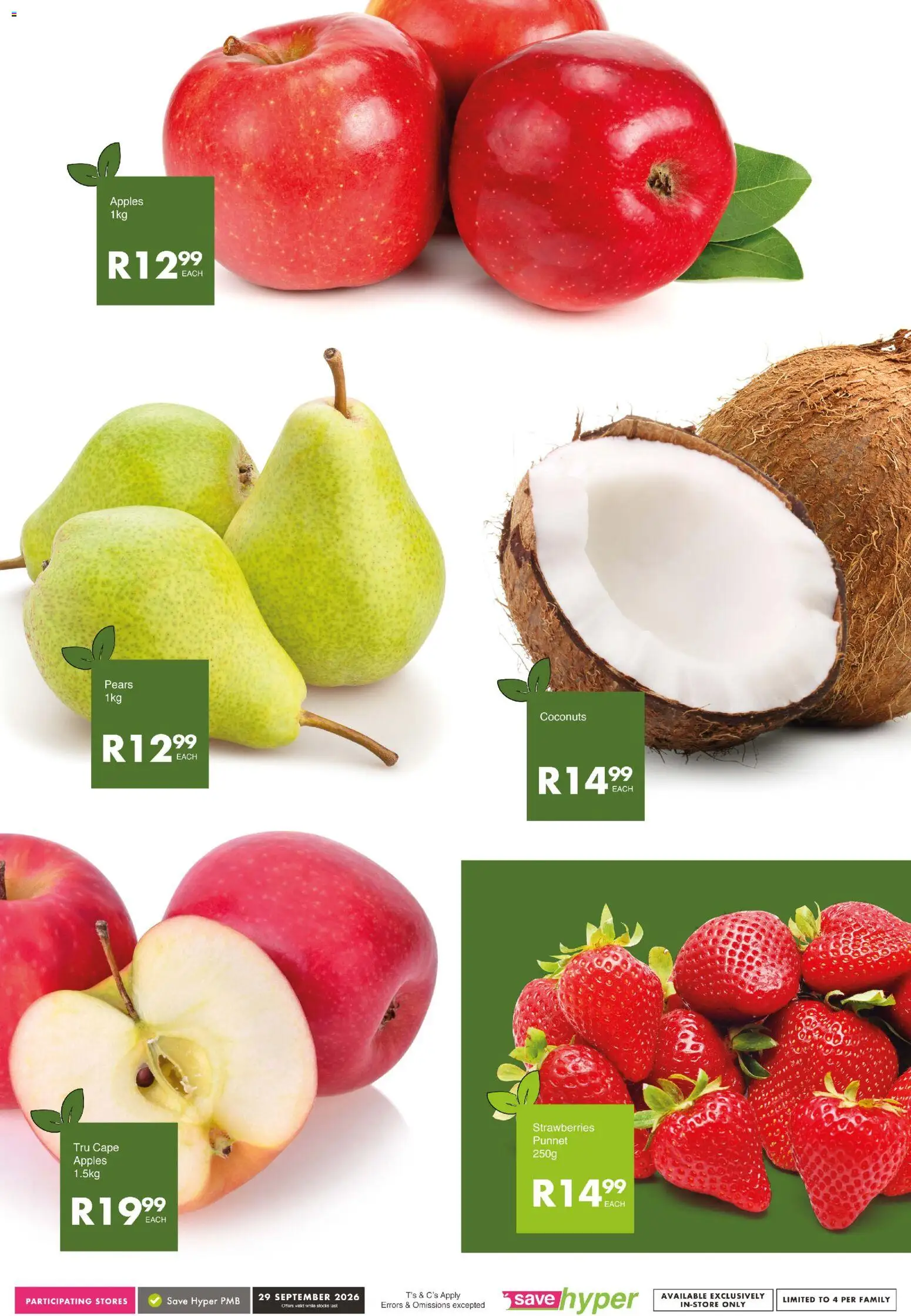New Save catalogue – valid from 29/09/2026 | Page: 8 | Products: Pears, Apples, Strawberries