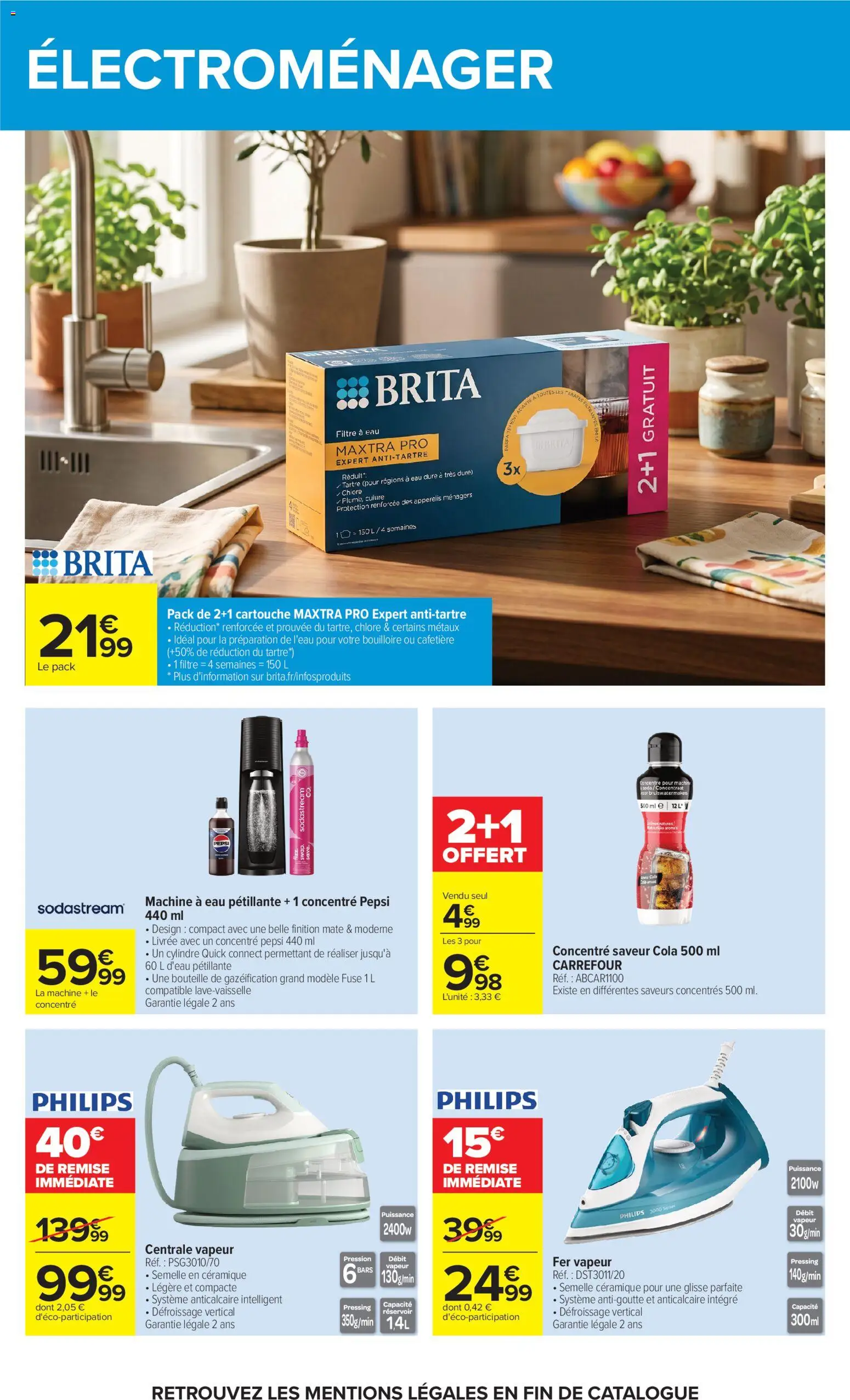 {H1} | Page: 65 | Produits: Cafetière, Centrale vapeur, Sodastream, Eau pétillante