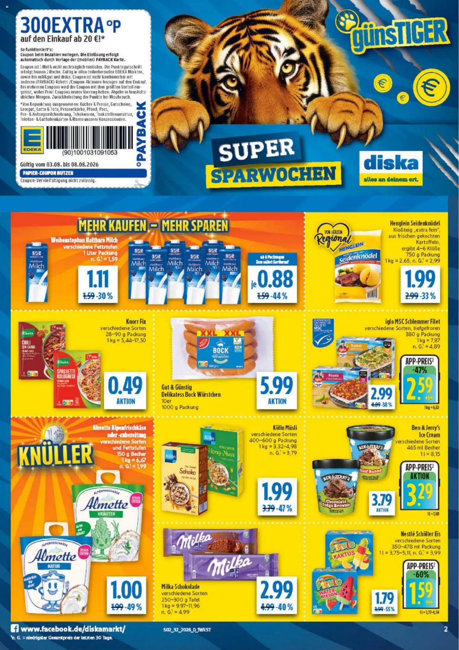 Diska - Diska Angebote Bayern KW32 – gültig ab 03.08.2026 | Seite: 2 | Produkte: Knorr fix, Milch, Iglo, Ben & Jerry's