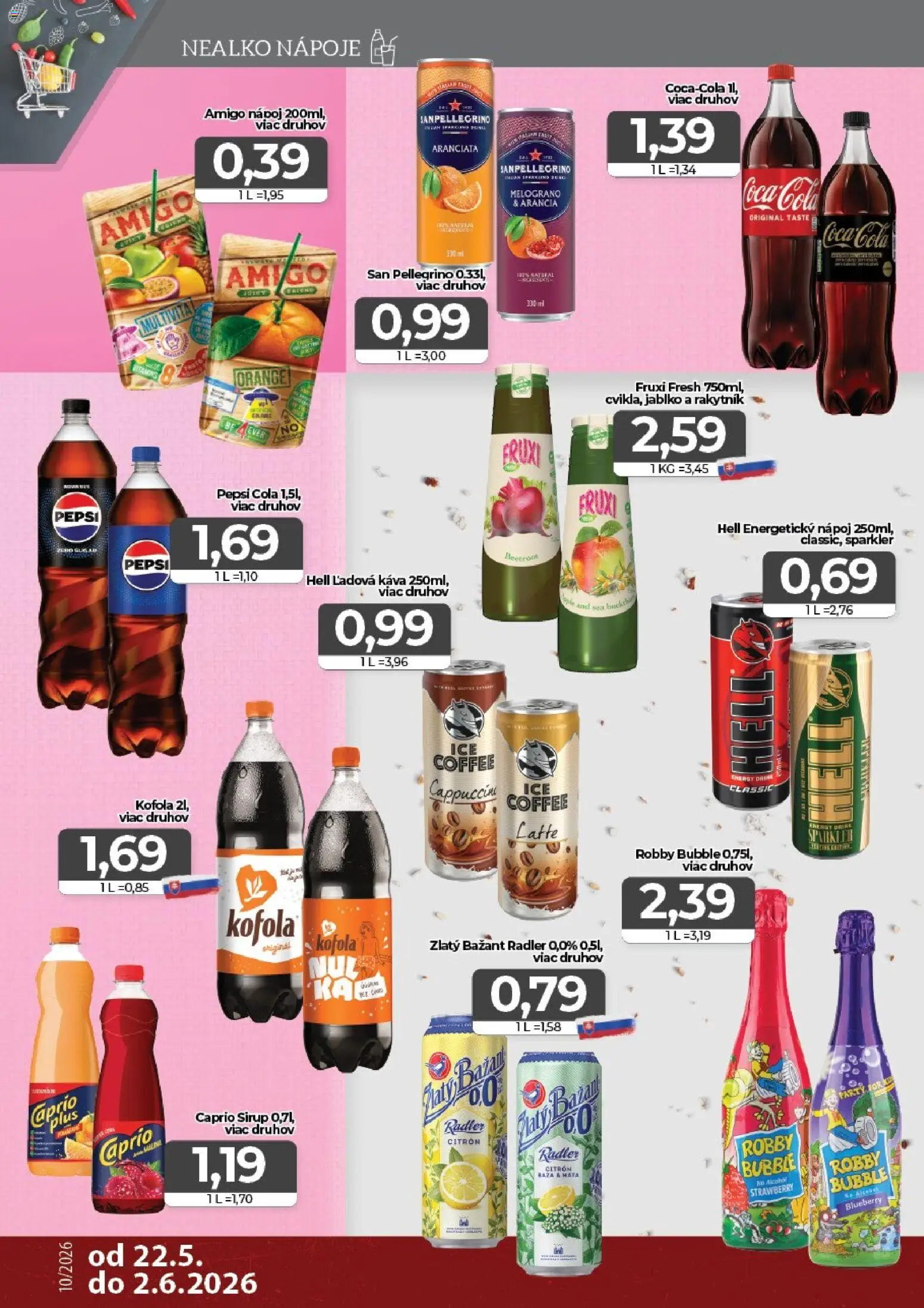 Nové CBA Komfos akcie – leták je platný od 22.05.2026 | Strana: 12 | Produkty: Káva, Radler, Kofola, Zlatý Bažant