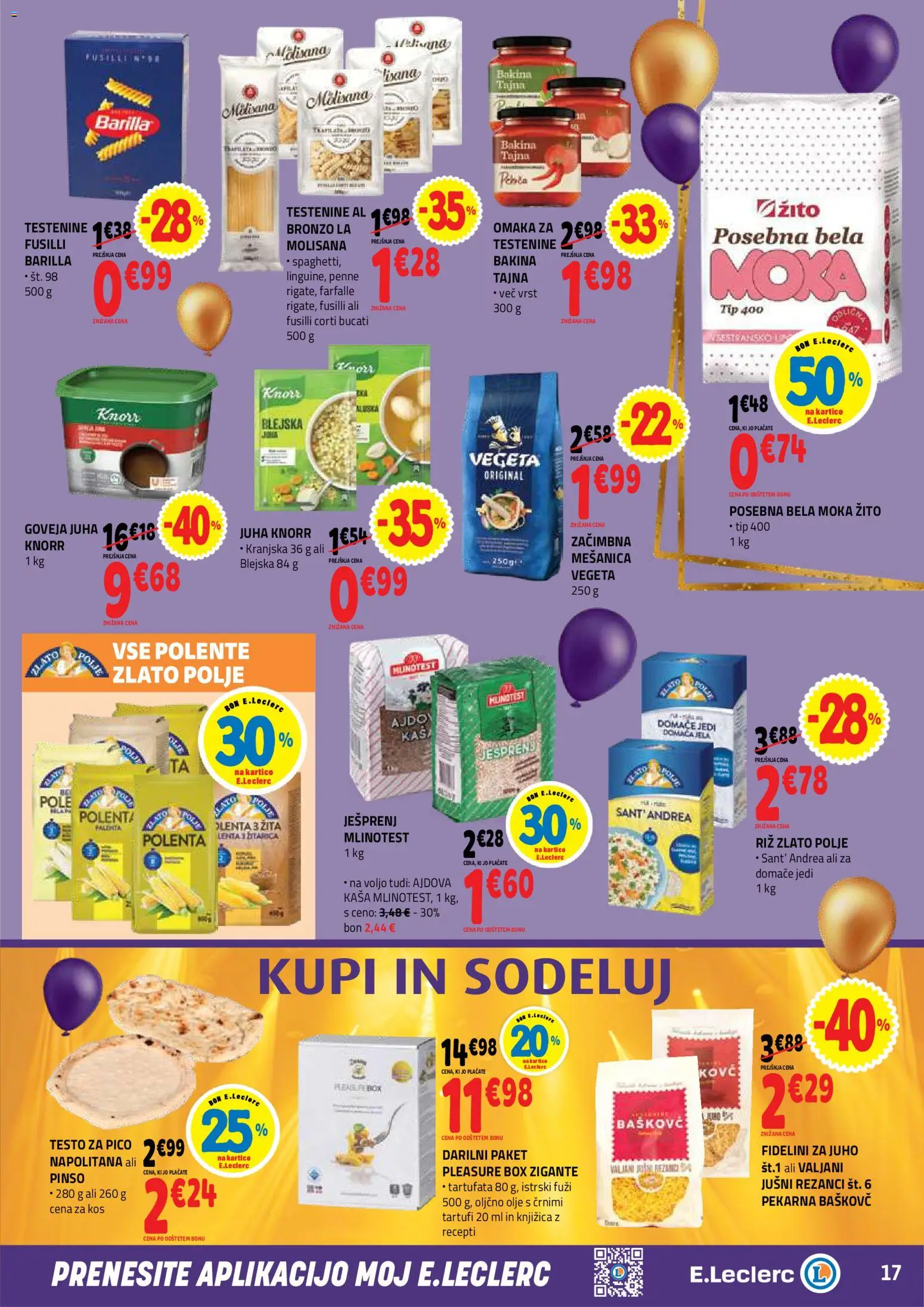 Novi E.leclerc katalog ponudbe – veljaven od 21.10.2026 | Stran: 17 | Izdelki: Pekarna, Barilla, Testenine, Omaka