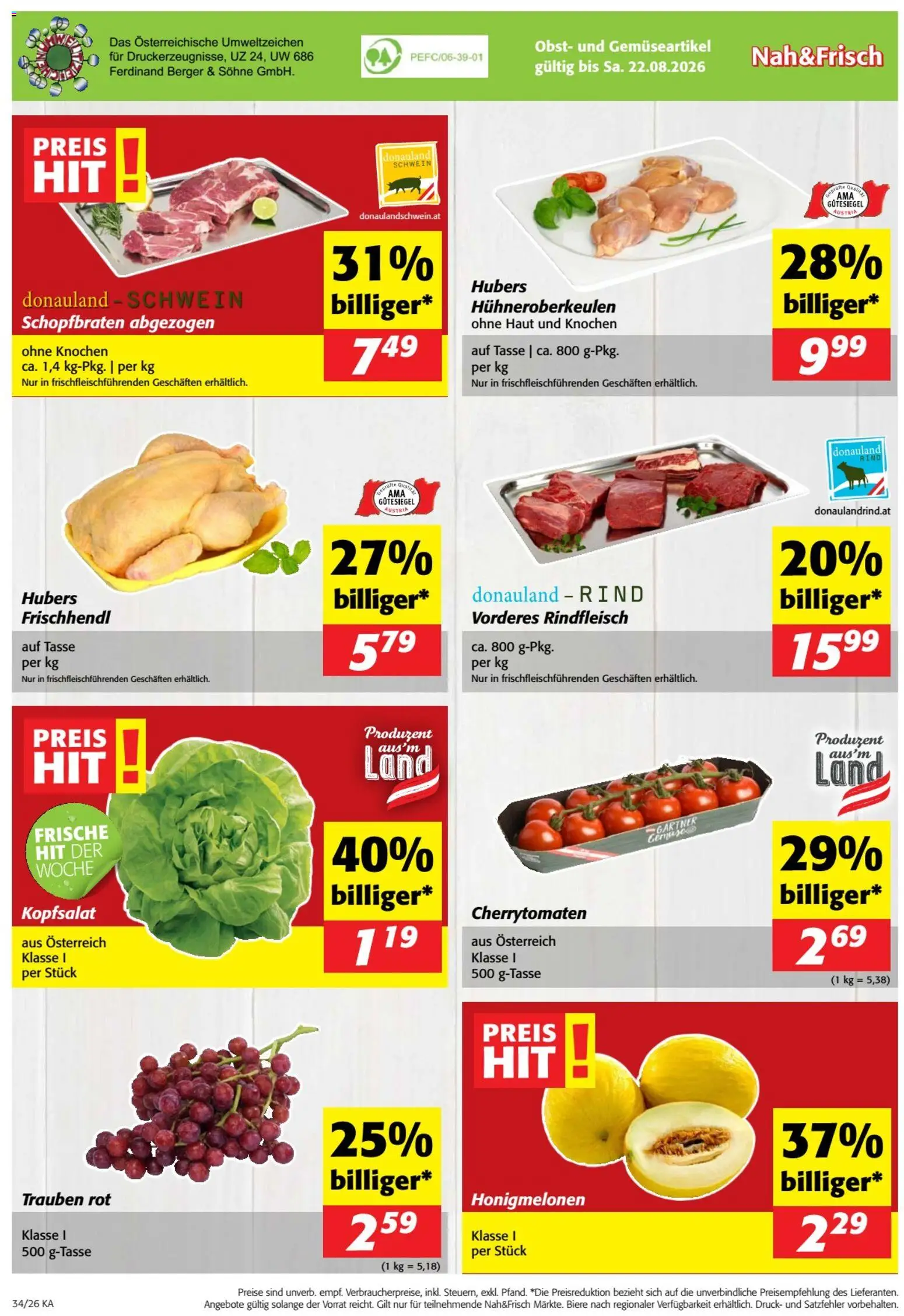 Nah und Frisch Flugblatt gültig ab 19.08.2026 | Seite: 8 | Produkte: Obst, Rindfleisch