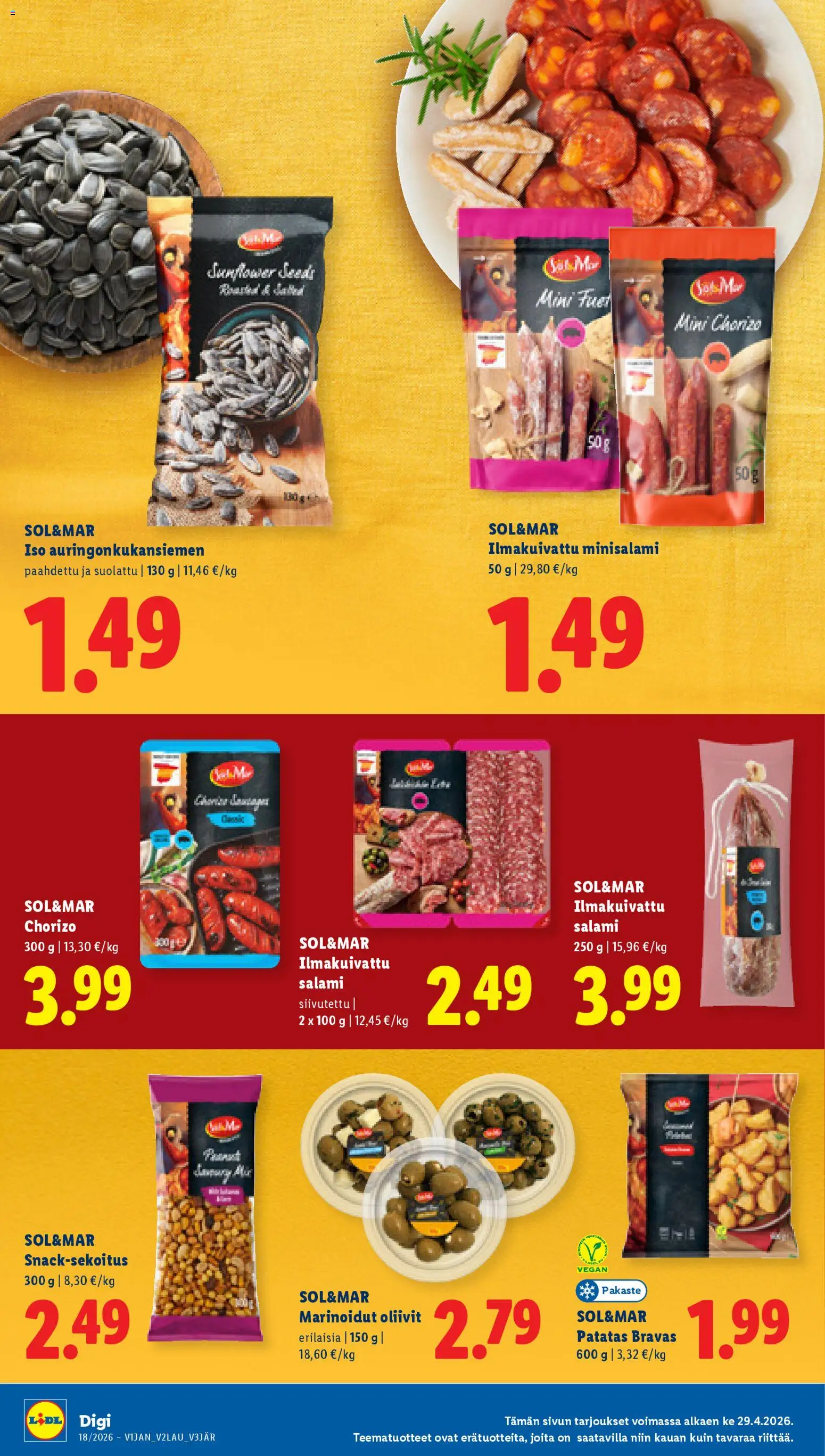 Lidl tarjoukset - Helsinki – voimassa 29.04.2026 alkaen | Sivu: 10 | Tuotteet: Chorizo, Salami
