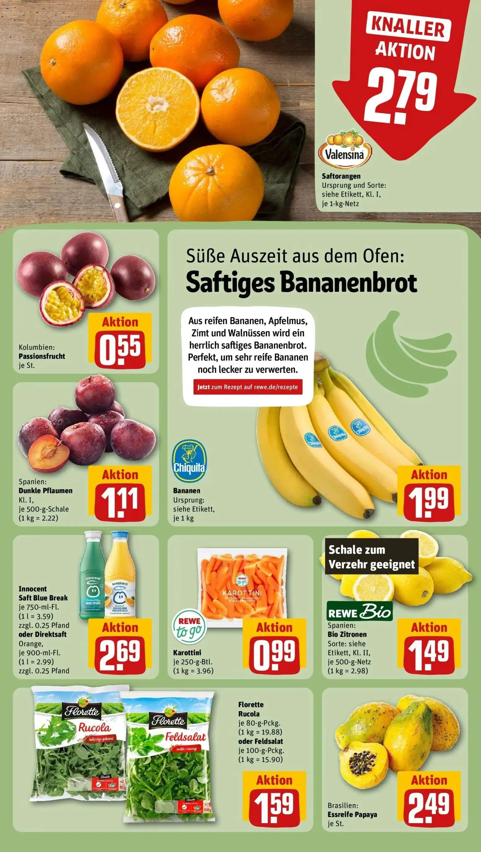 REWE Prospekt ab 12.10.2026 zum Blättern » Angebote | Seite: 4 | Produkte: Ofen, Rucola, Bananen, Valensina