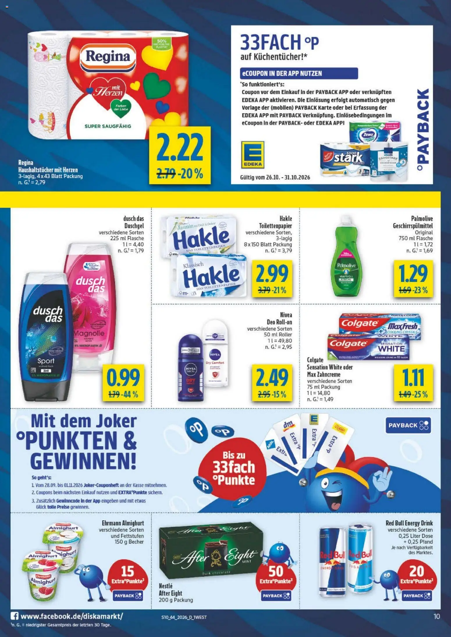 Diska Bayern – gültig ab 26.10.2026 | Seite: 10 | Produkte: Energy, Duschgel, Geschirrspülmittel, Toilettenpapier