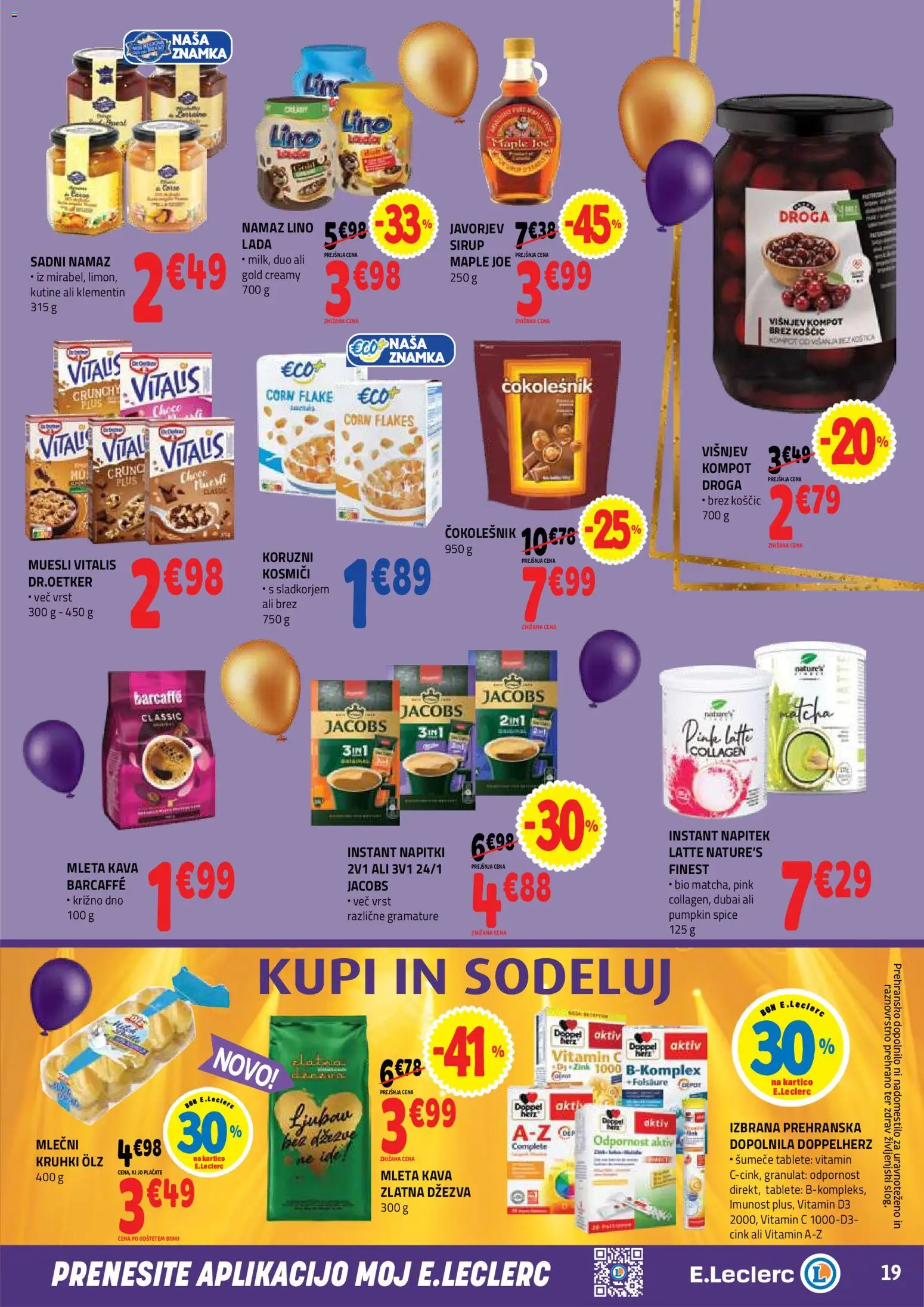 Novi E.leclerc katalog ponudbe – veljaven od 21.10.2026 | Stran: 19 | Izdelki: Napitki, Namaz, Čokolešnik, Kosmici