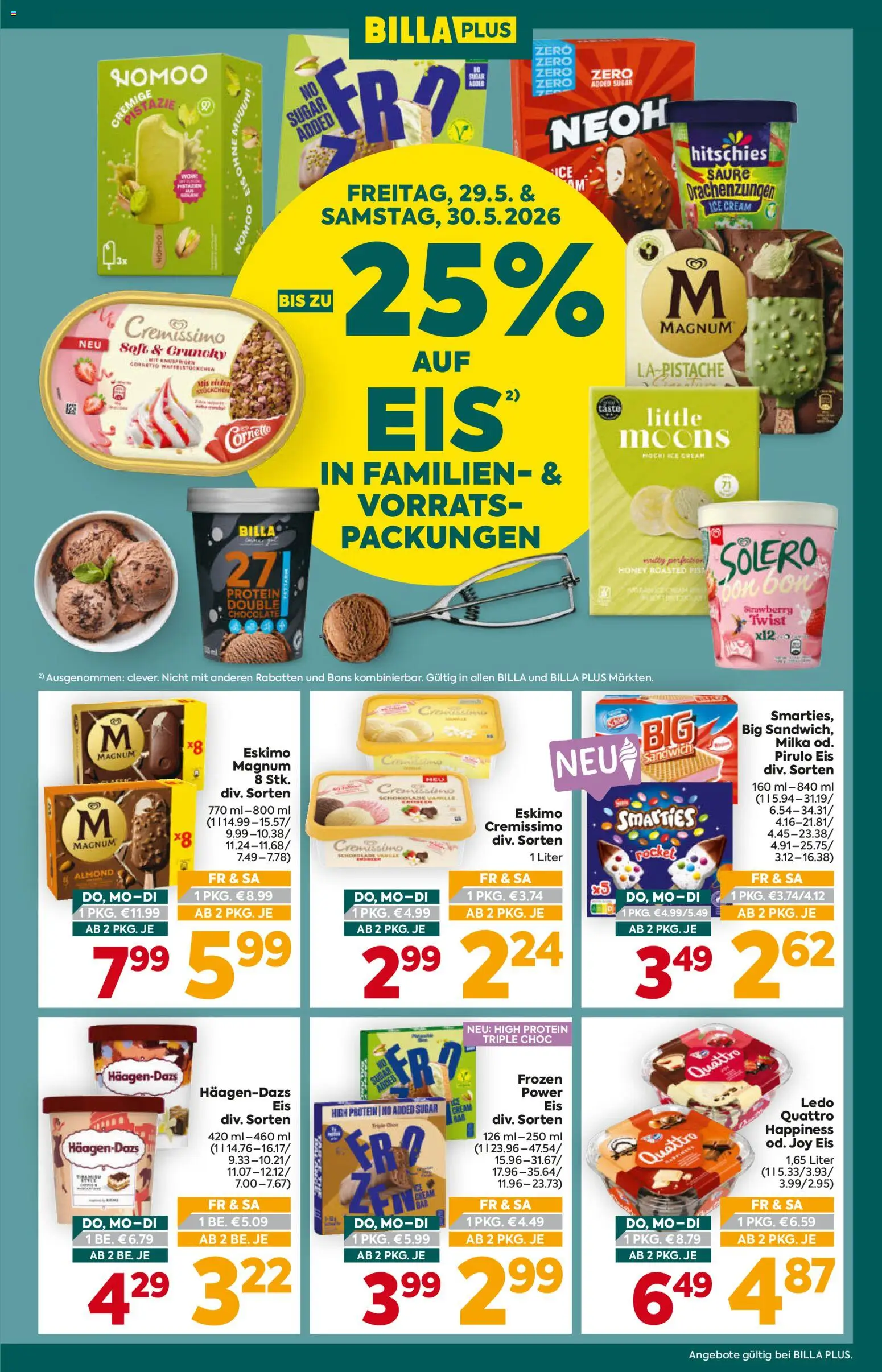 Billa Plus Flugblatt gültig ab 28.05.2026 | Seite: 3 | Produkte: Eis, Schokolade