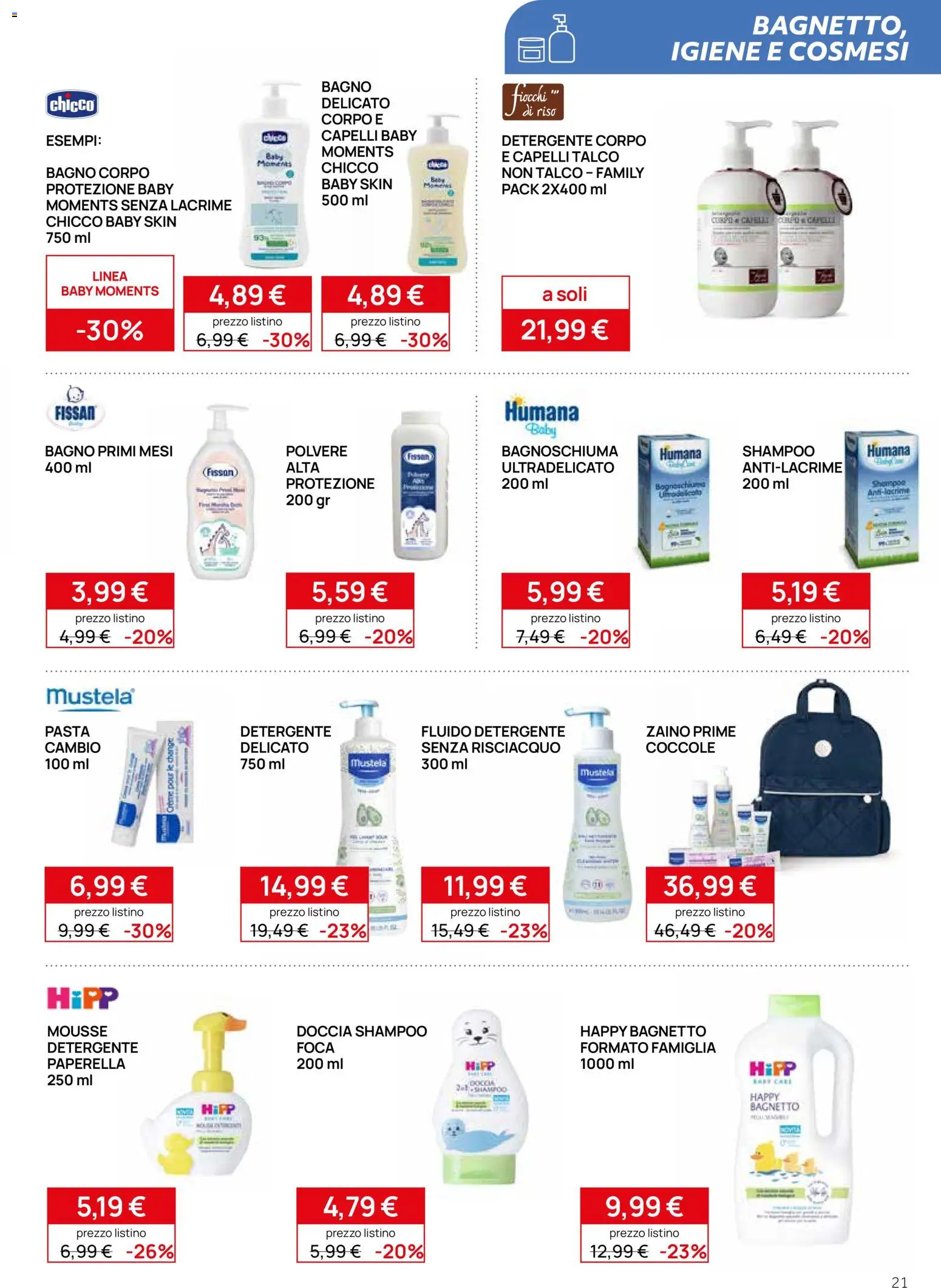 Volantino Prenatal del 12.03.2026 | Pagina: 21 | Prodotti: Shampoo, Detergente, Talco, Doccia