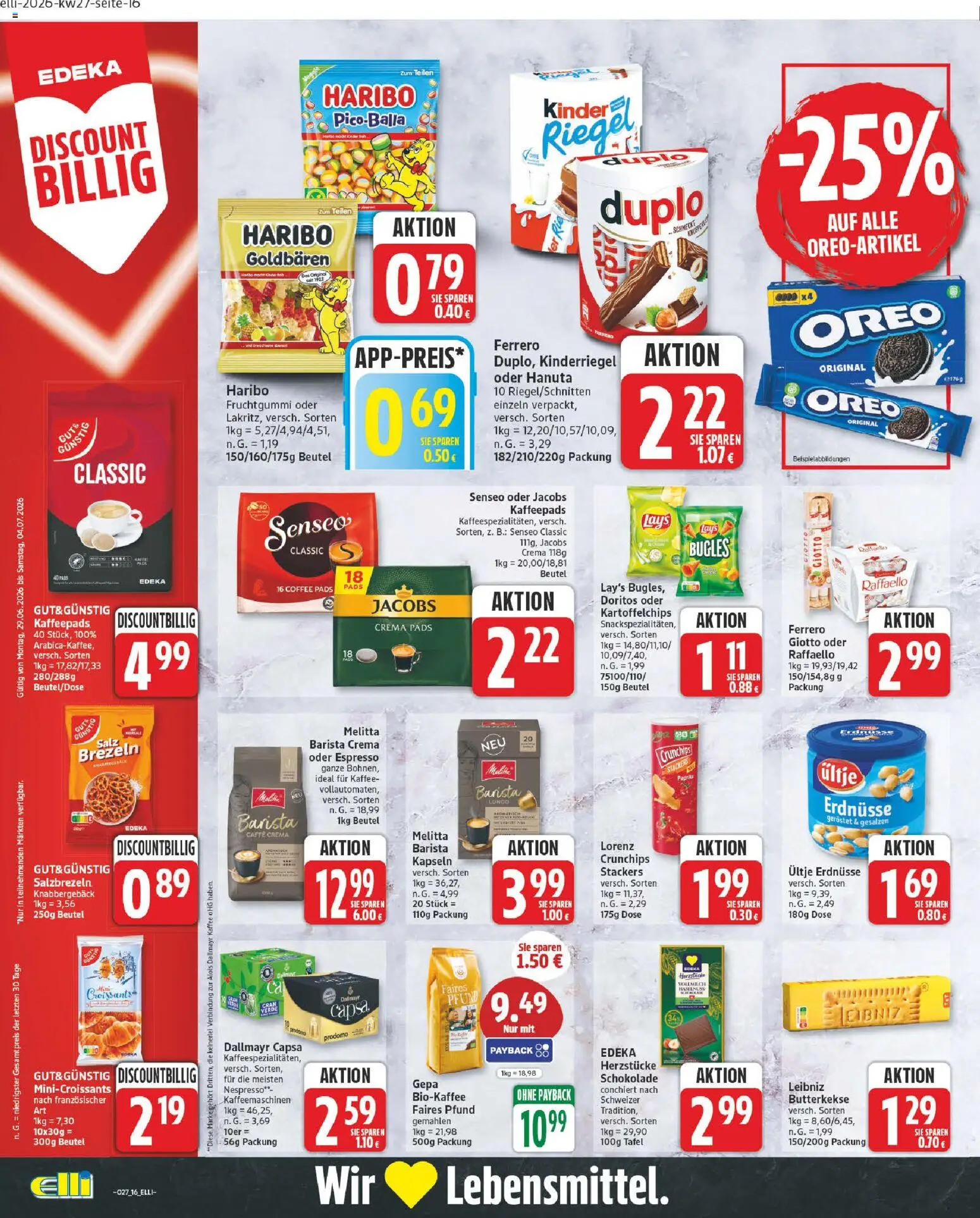 Elli Markt Prospekt – gültig ab 29.06.2026 | Seite: 16 | Produkte: Melitta, Kaffeepads, Schokolade, Dallmayr