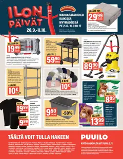 Puuilo-mainoslehti voimassa 28/09/2026 alkaen | Sivu: 20 | Tuotteet: Letku, Varastohylly, Paperi, Paita