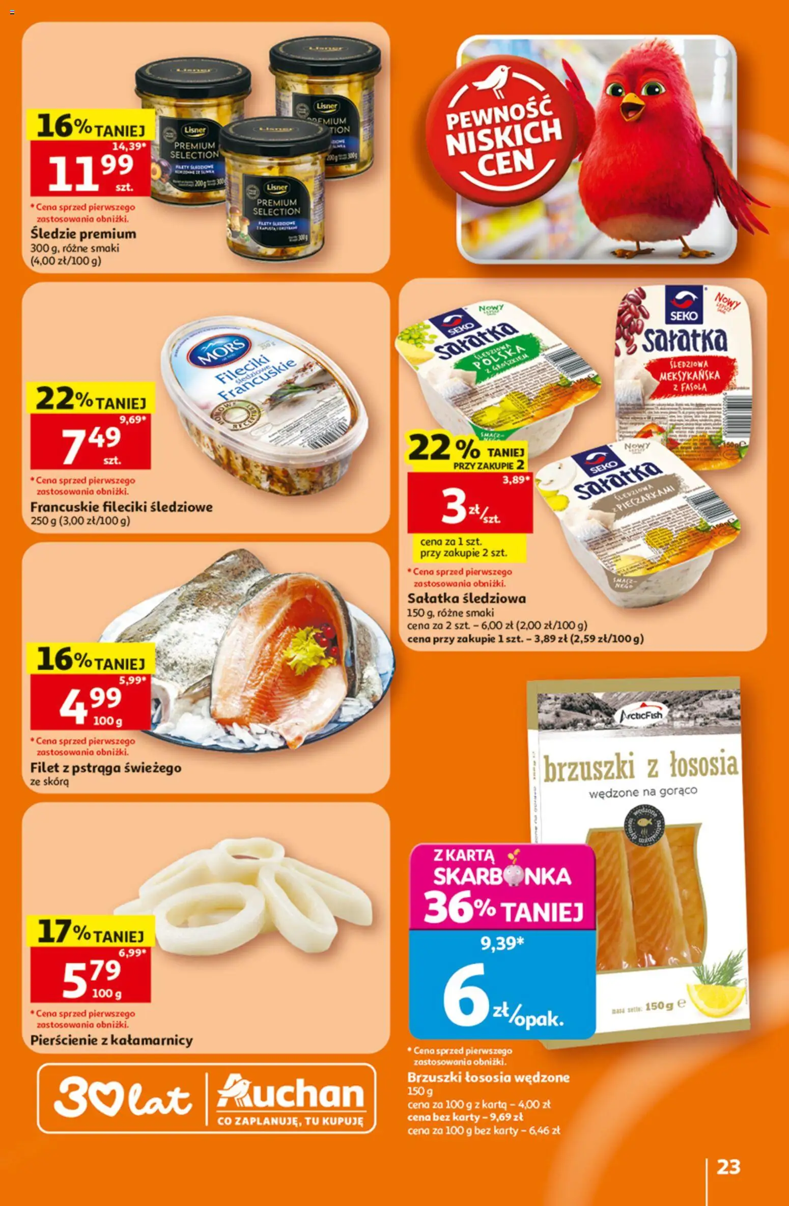 Auchan gazetka - 30 Lat Hipermarket od 25.06.2026 | Strona: 23 | Produkty: Karta, Brzuszki z łososia, Sałatka