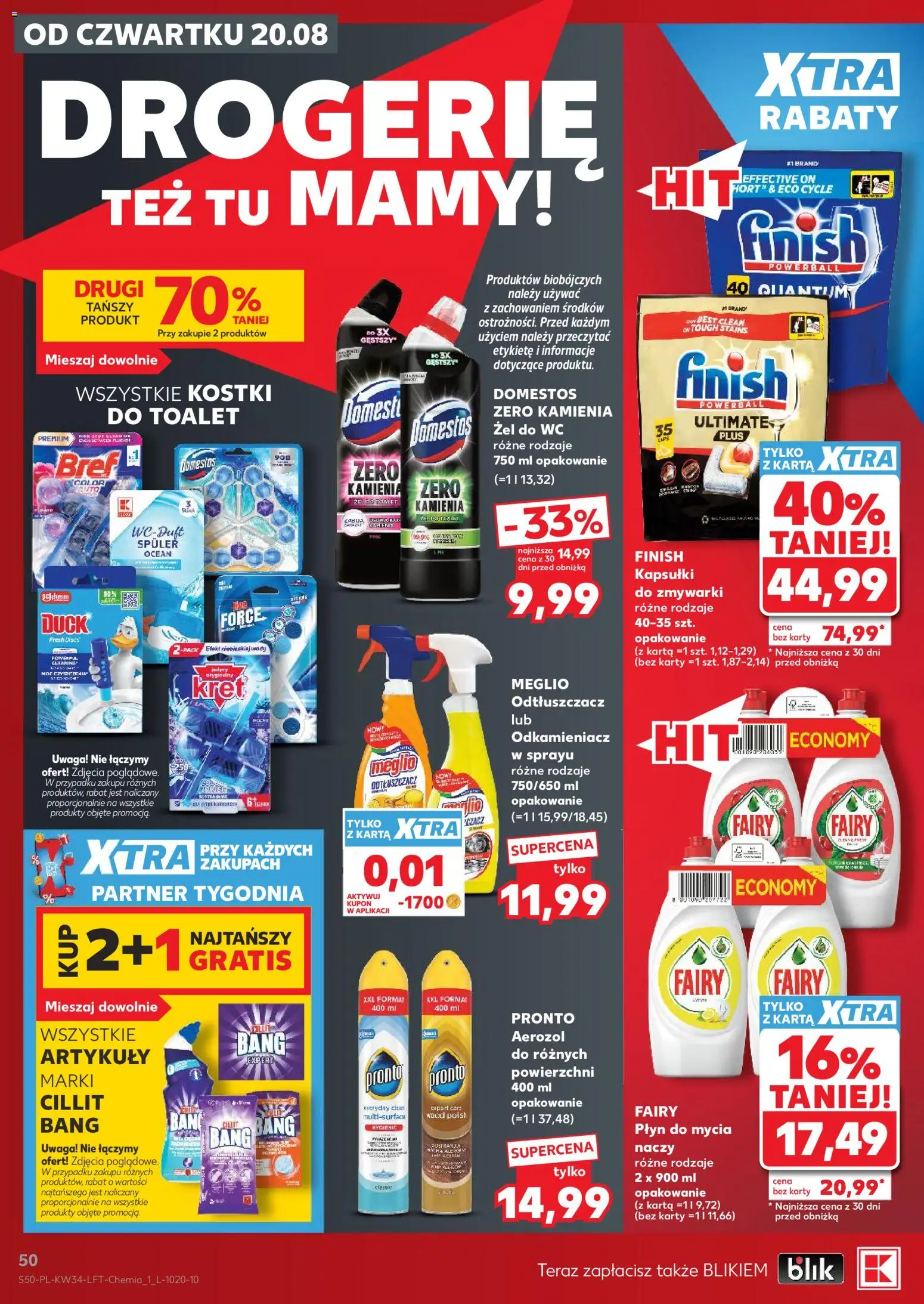 Kaufland gazetka od 20.08.2026 | Strona: 50 | Produkty: Karta, Cleaner, Finish, Kapsułki do zmywarki