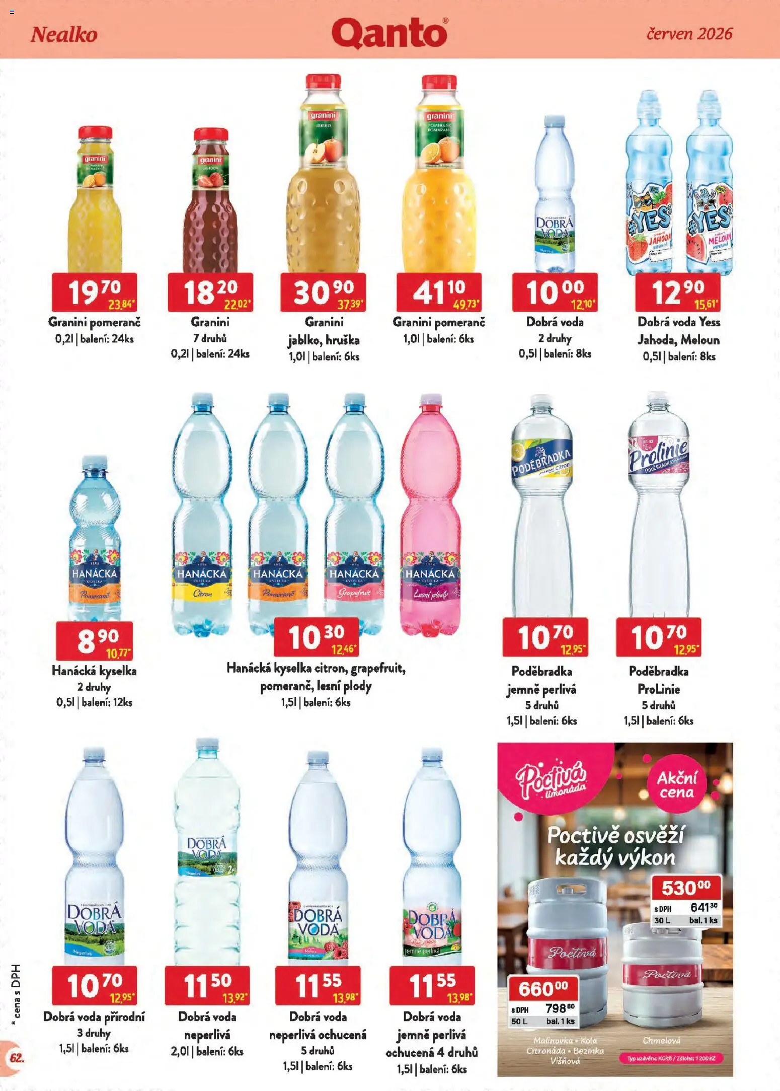 Astur & Qanto leták - Velkoobchod 06/2026 od 01.06.2026 | Strana: 62 | Produkty: Meloun, Dobrá voda, Limonáda, Granini