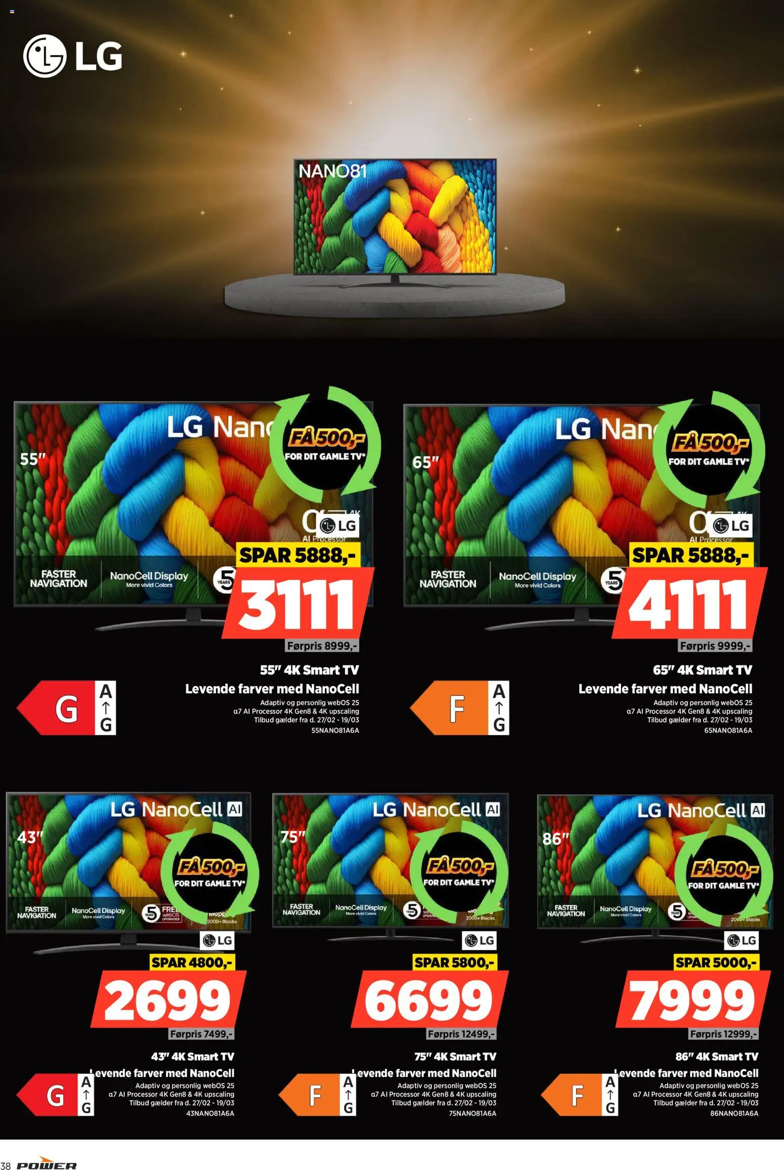 Power tilbudsavis – gyldig fra 13.03.2026 | Side: 38 | Produkter: Processor, Smart TV, TV, Navigation