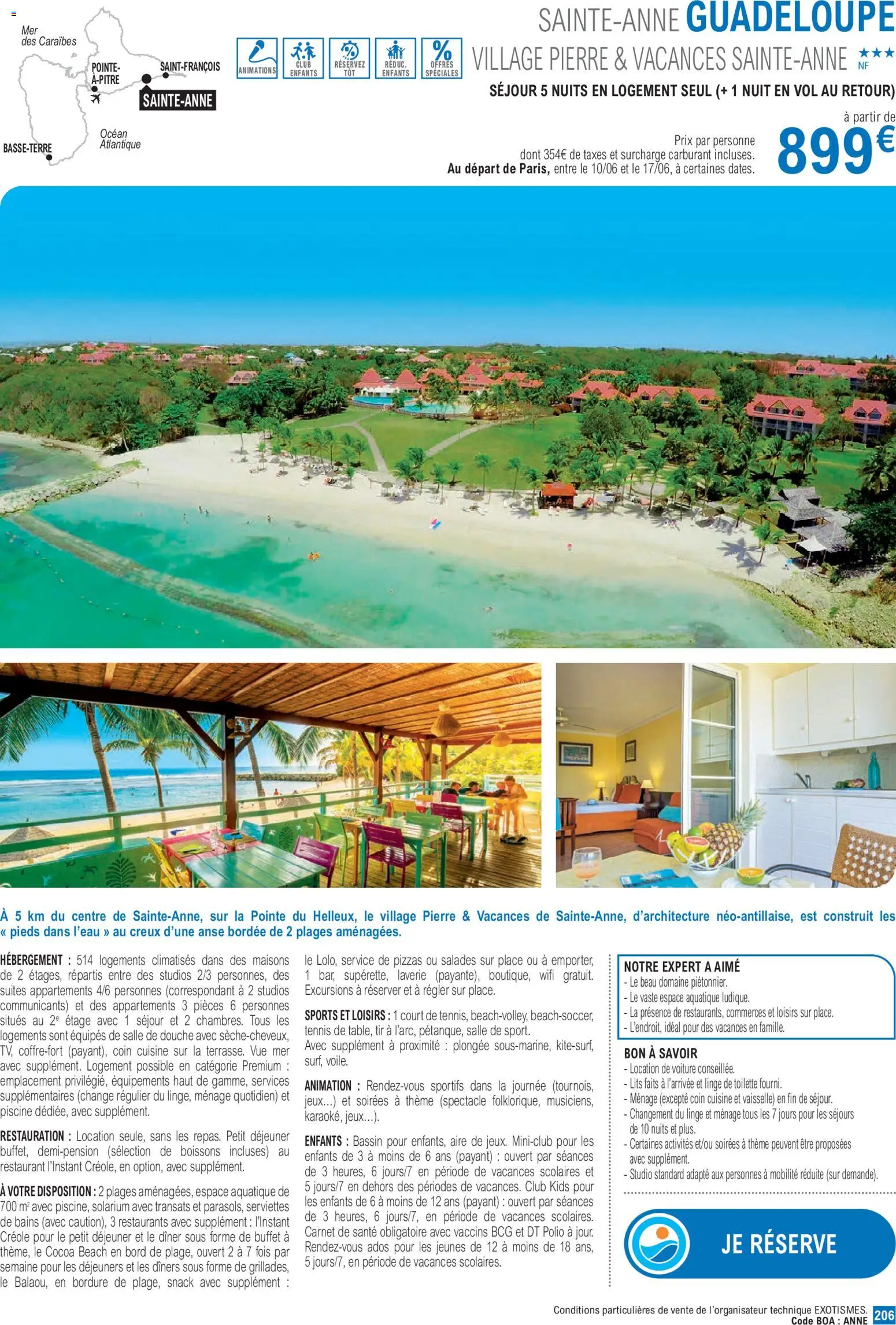 {H1} | Page: 206 | Produits: Boissons, Douche, Guadeloupe, Serviettes