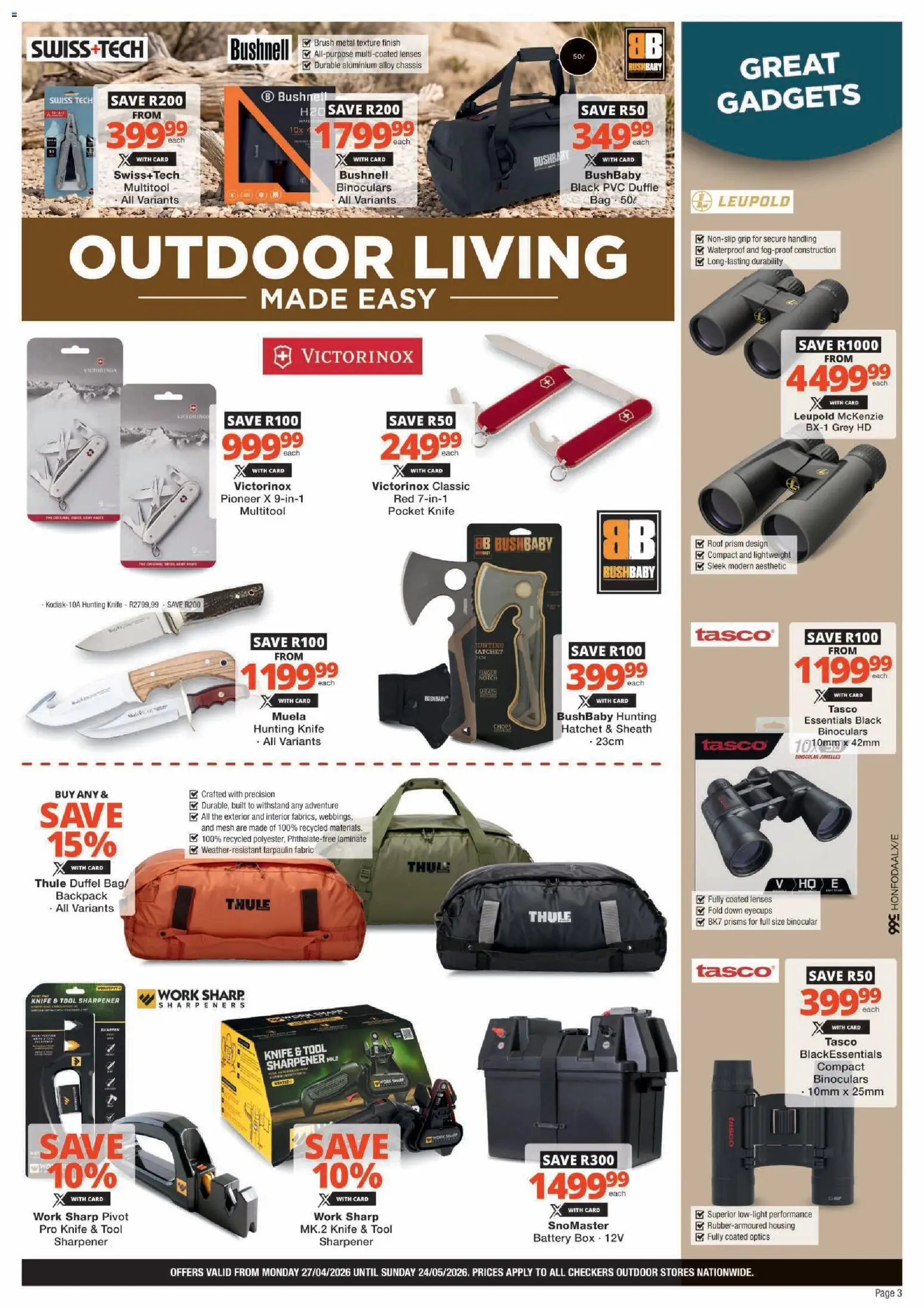 New Checkers catalogue – valid from 27.04.2026 | Page: 3 | Products: Backpack, Box, Battery, Brush