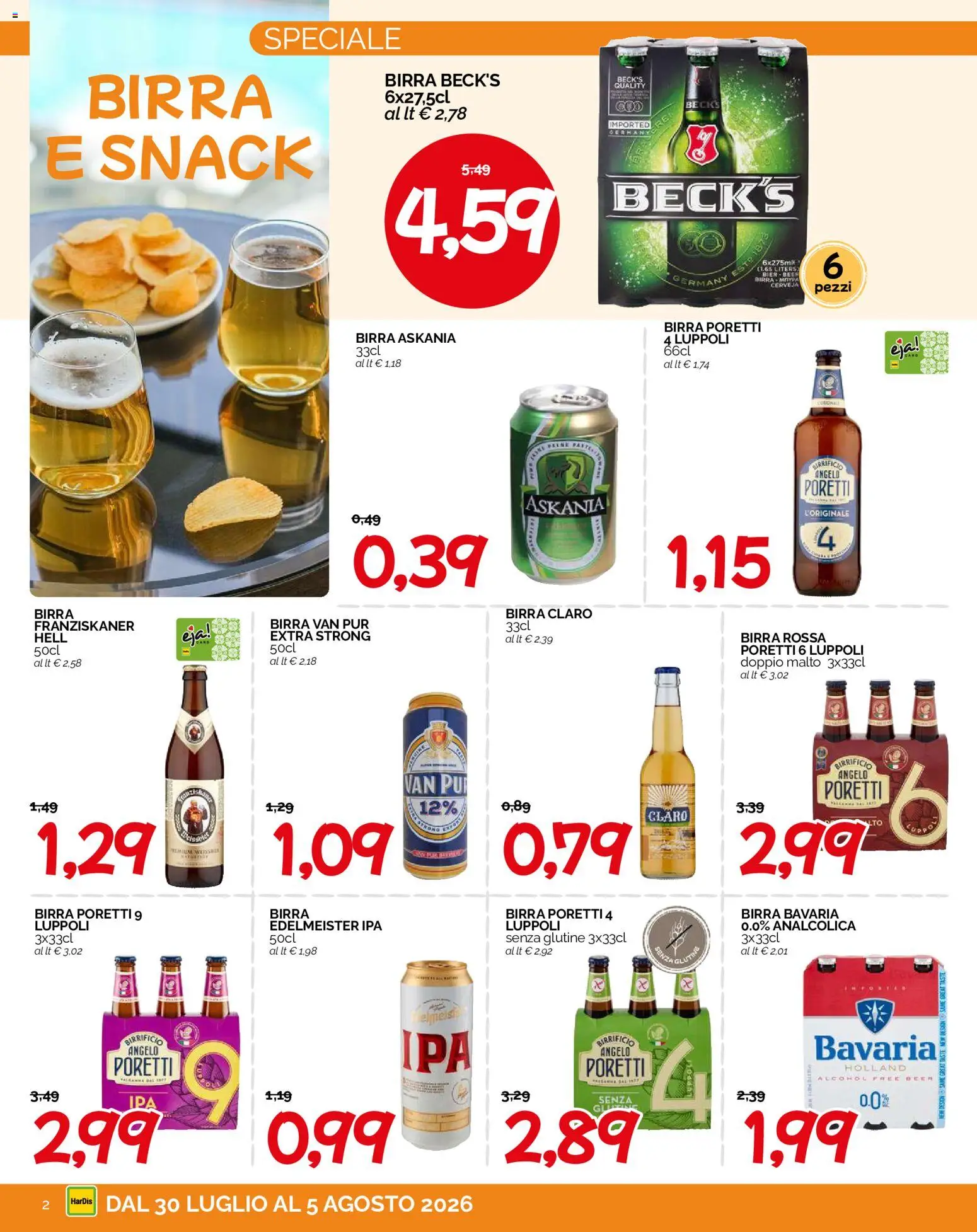 Volantino HarDis del 30/07/2026 | Pagina: 2 | Prodotti: Birra