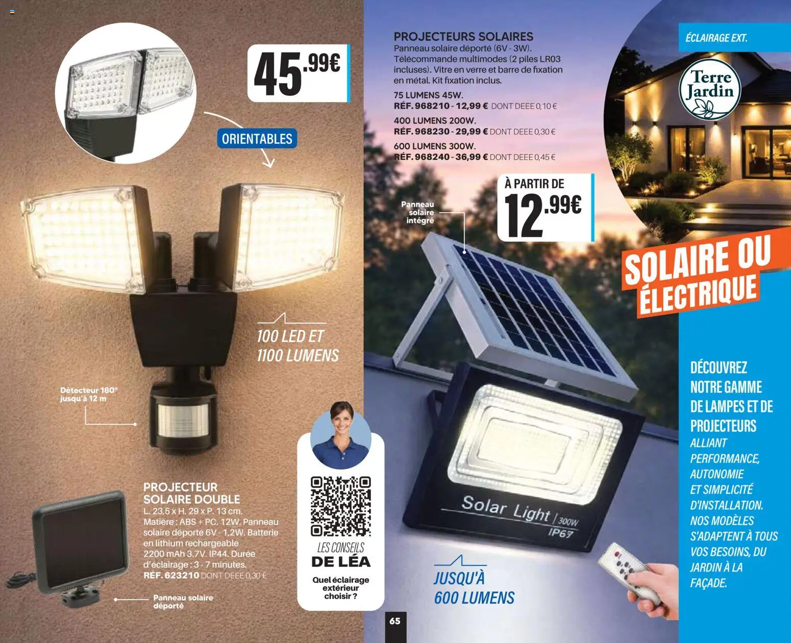 {H1} | Page: 65 | Produits: Projecteur solaire, Batterie, Télécommande, Panneau solaire