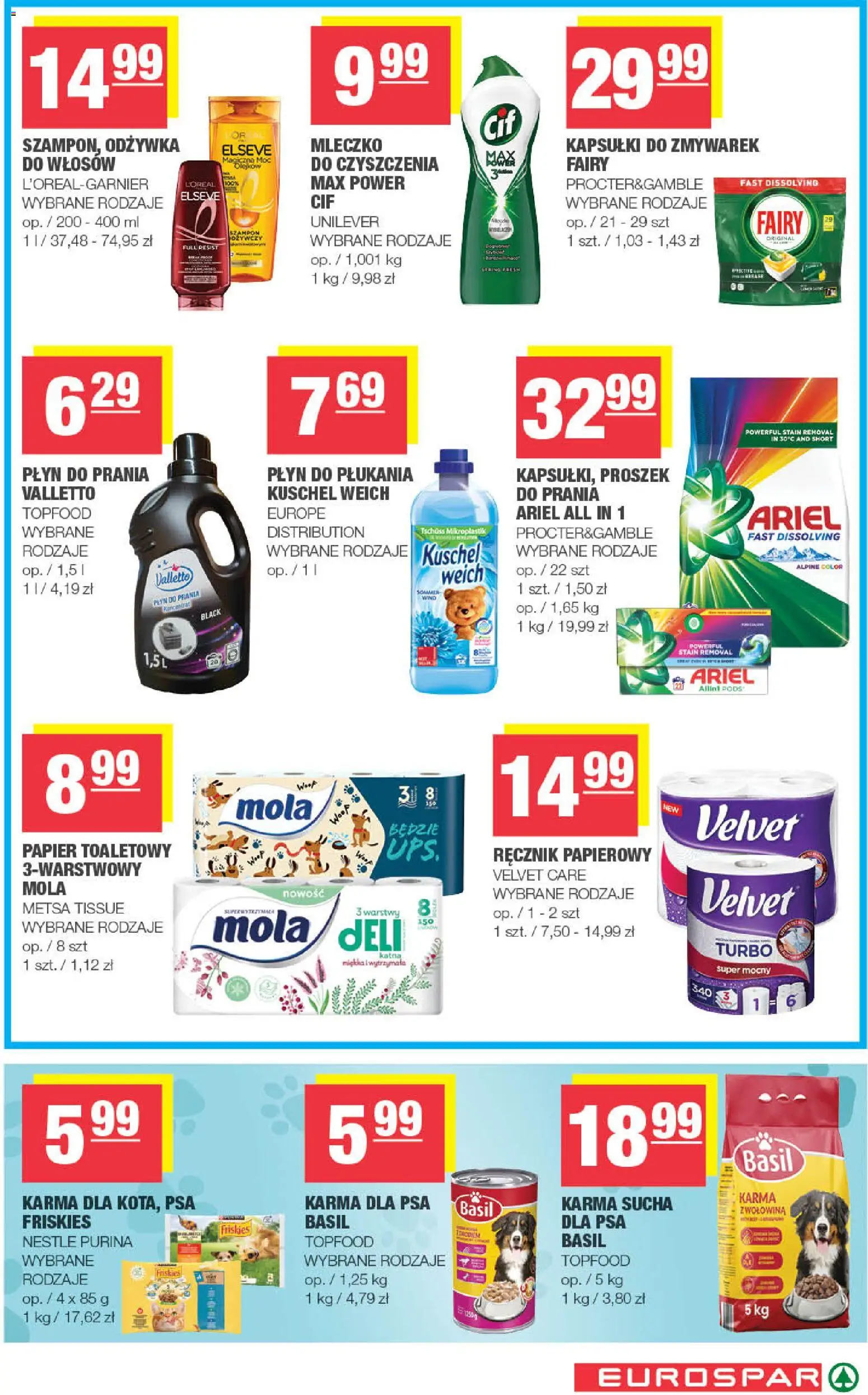 Spar gazetka - Eurospar od 01.07.2026 | Strona: 15 | Produkty: Papier toaletowy, Ariel, Odżywka, Ręcznik papierowy