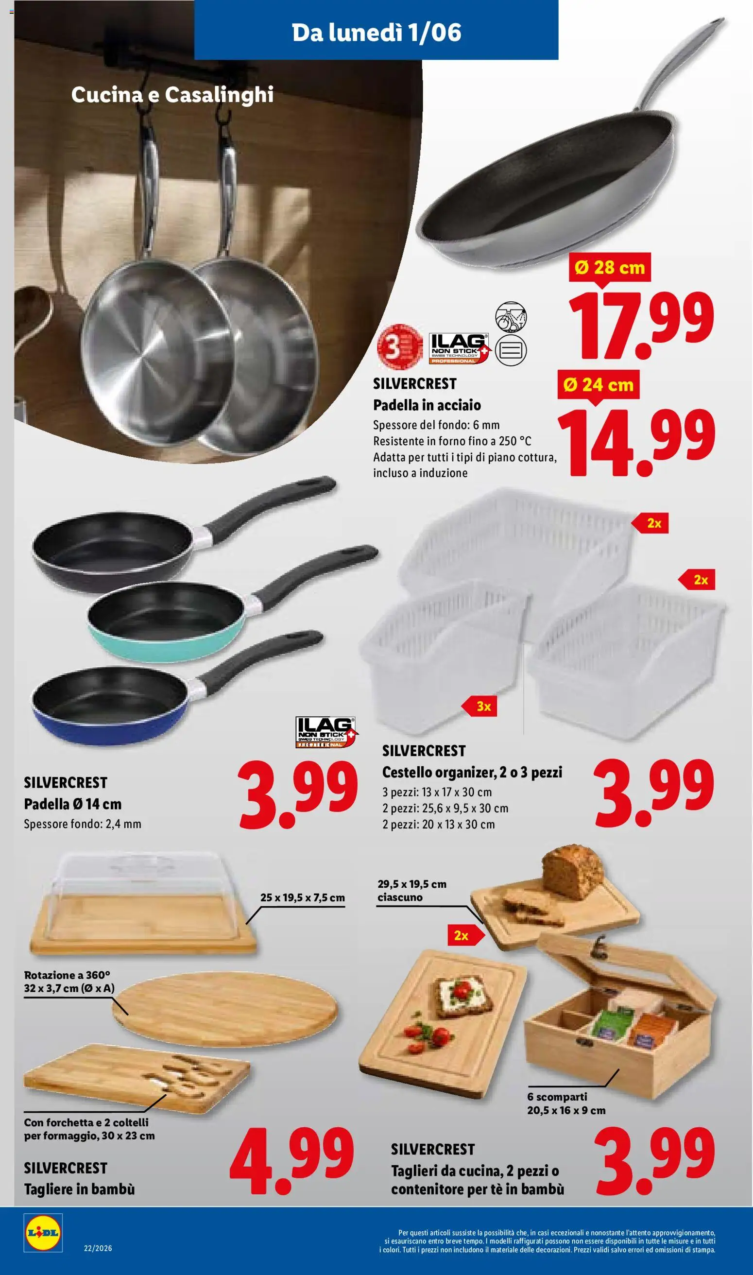 Volantino Lidl del 28.05.2026 | Pagina: 40 | Prodotti: Tè, Tagliere, Contenitore, Padella