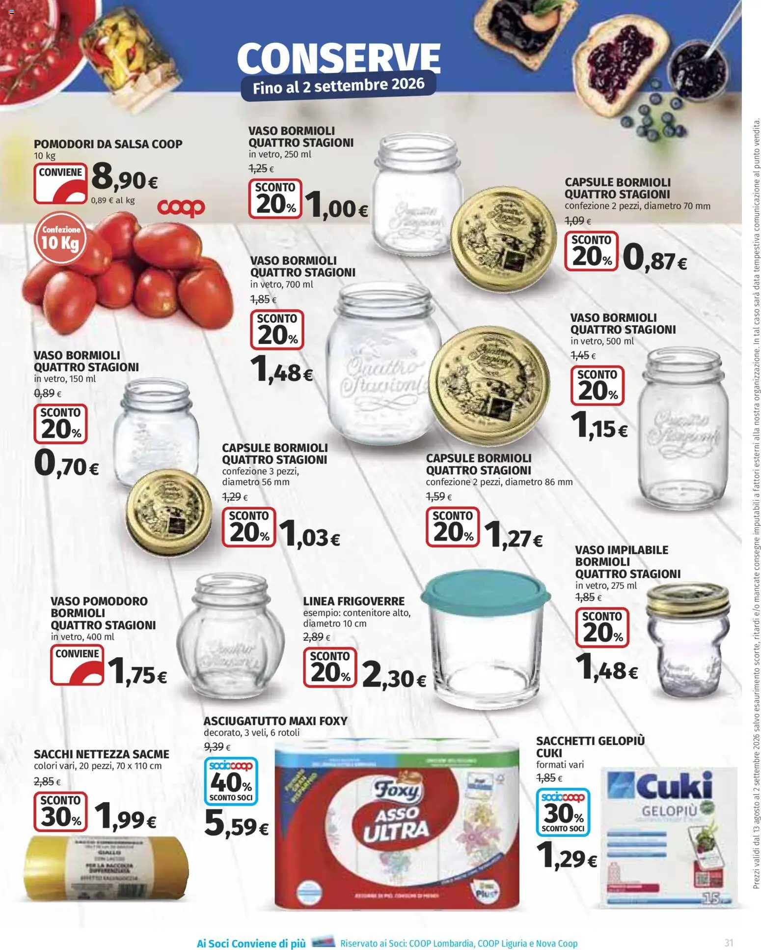 Volantino Ipercoop del 13/08/2026 | Pagina: 31 | Prodotti: Salsa, Pomodori, Data, Asciugatutto