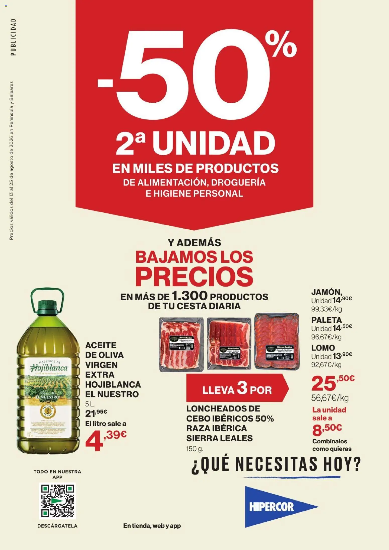 Hipercor catálogo │ válido desde el 13/08/2026 | Página: 1 | Productos: Aceite, Lomo, Aceite de oliva, Cesta