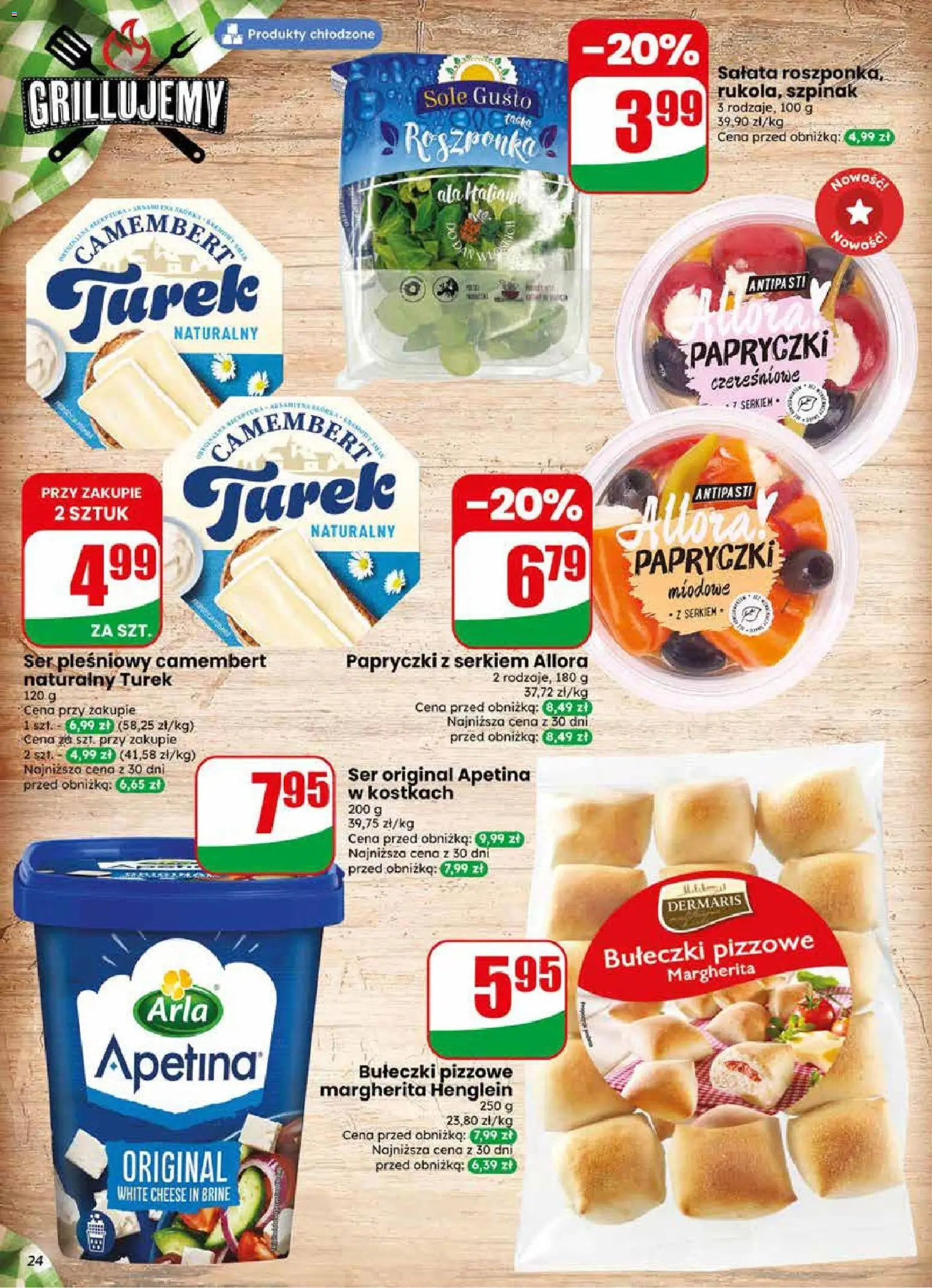 Dino gazetka od 10.06.2026 | Strona: 24 | Produkty: Ser pleśniowy, Papryczki czereśniowe, Roszponka, Camembert