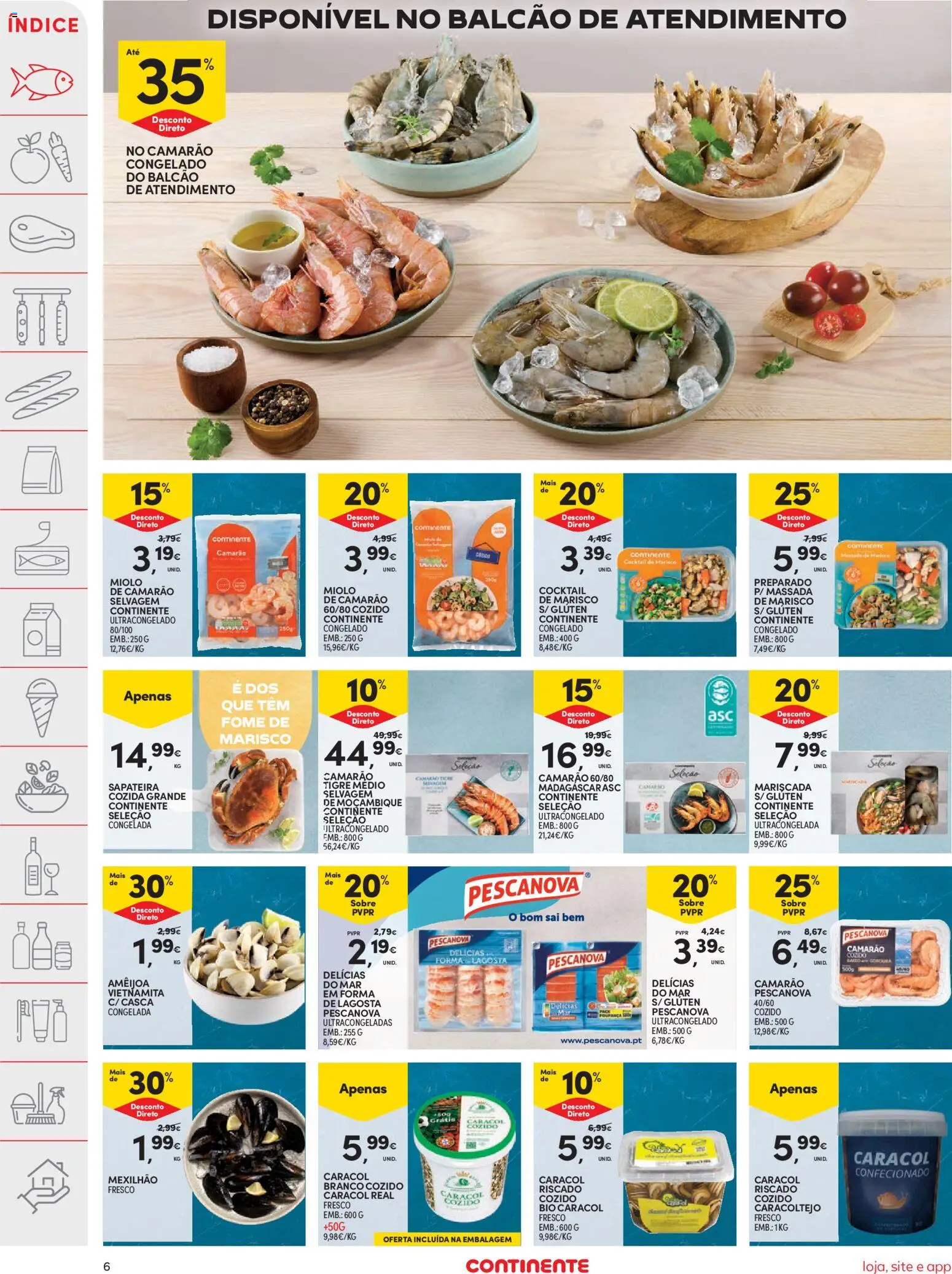 Continente folheto │ válido de 21/07/2026 | Página: 6 | Produtos: Lagosta, Camarão, Sapateira
