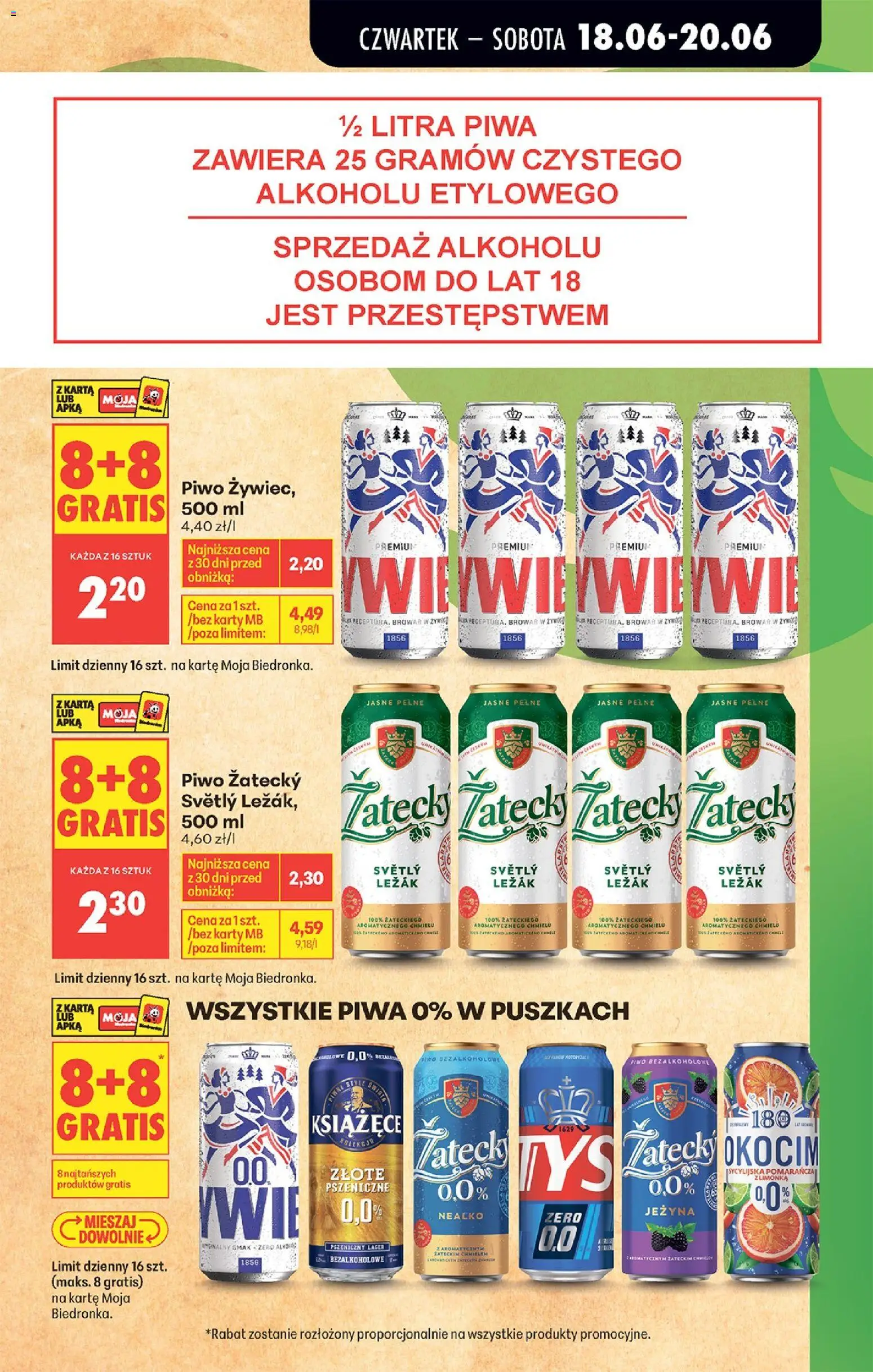 Biedronka gazetka od czwartku od 18.06.2026 | Strona: 13 | Produkty: Karta, Limonka, Leżak, Piwo