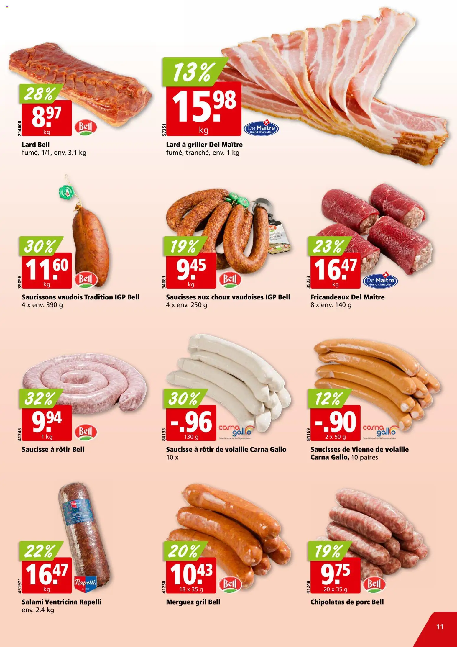 Aligro aktionen Chavannes, Matran, Genève, Sion – gültig ab 21.09.2026 | Seite: 11 | Produkte: Salami, Griller