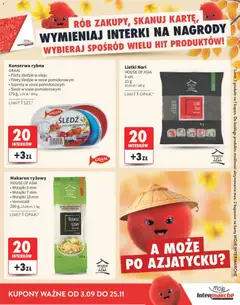 Pogląd oferty "Intermarche gazetka - Interki" - ważna od 03.09.2026 | Strona: 9 | Produkty: Śledź, Nori, Śledzie w oleju, Makaron