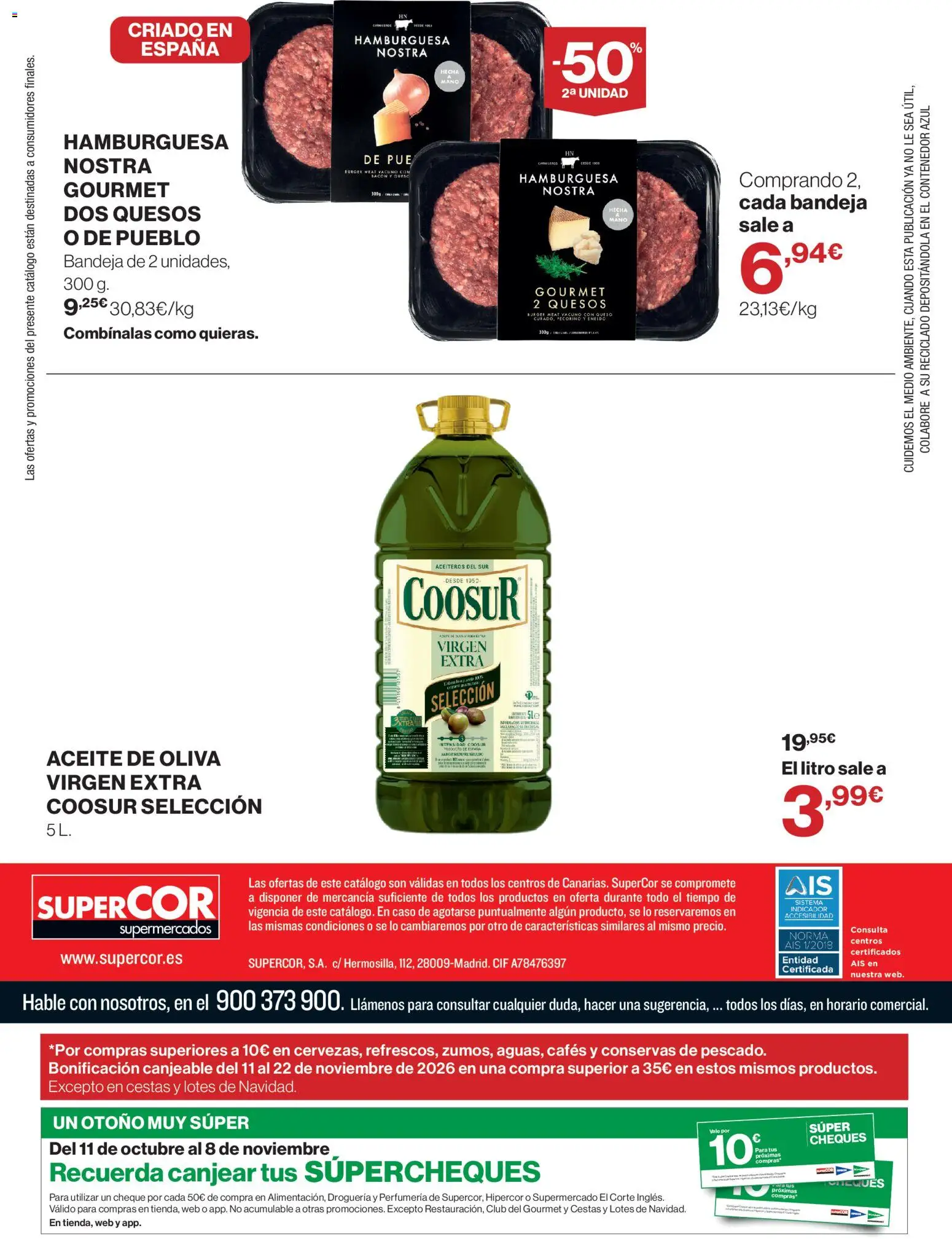 Supercor Canarias │ válido desde el 28/10/2026 | Página: 32 | Productos: Conservas, Aceite, Hamburguesa, Bacon