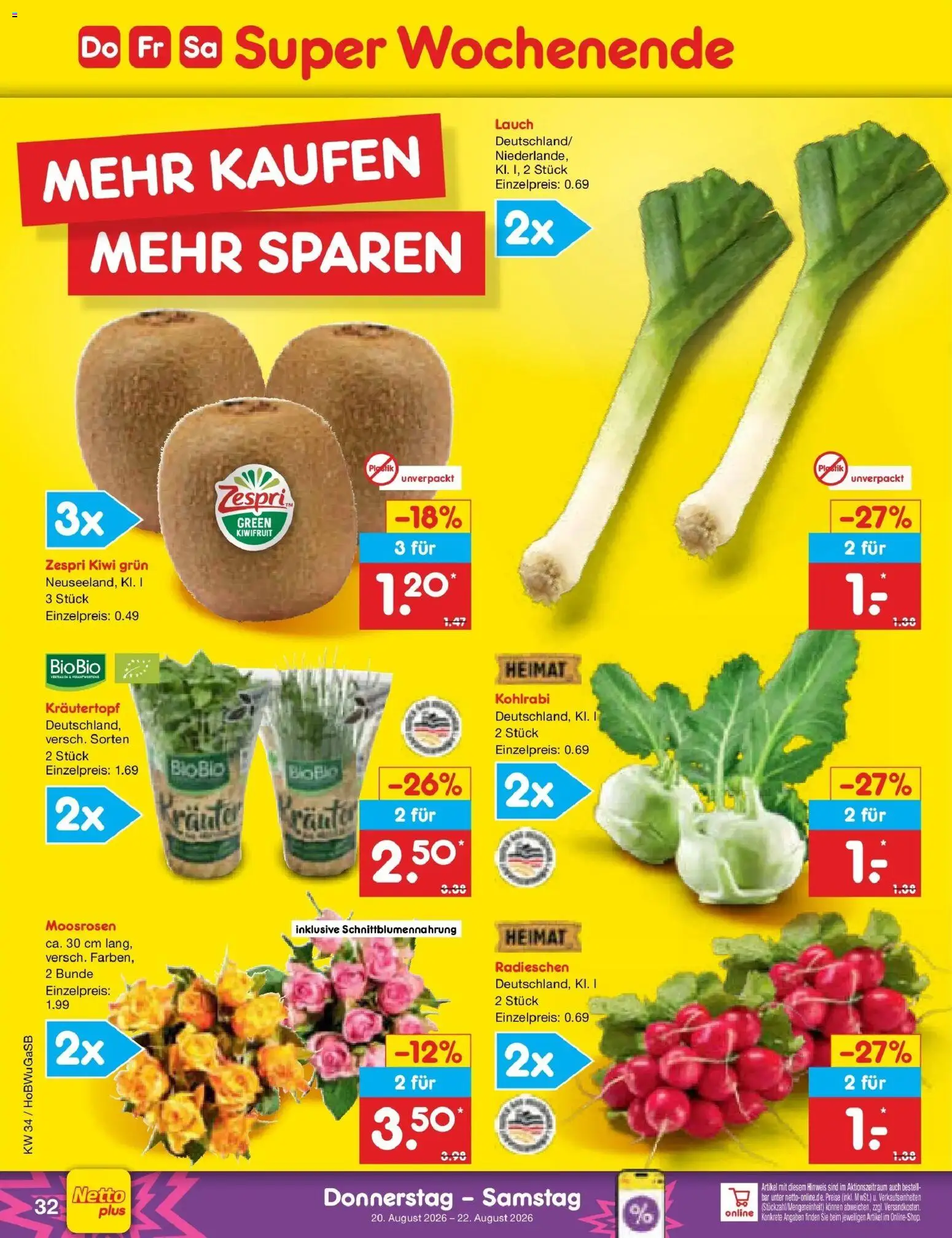 Netto Marken-Discount Prospekt Stemwede-Dielingen – gültig ab 17.08.2026 | Seite: 50 | Produkte: Kohlrabi, Kiwi, Lauch